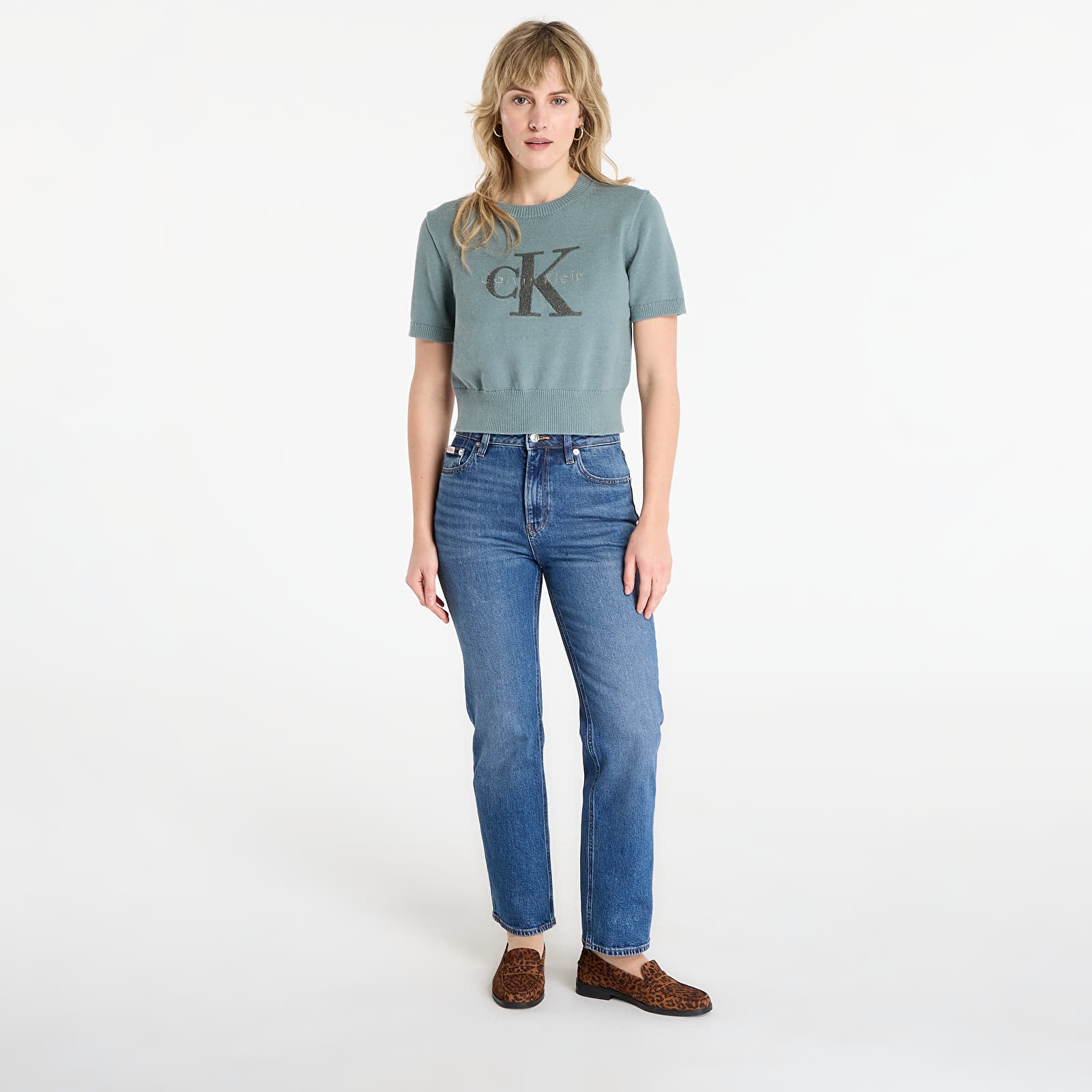 Megztiniai Calvin Klein Jeans Chunky Cotton Graphic Sweater Grey