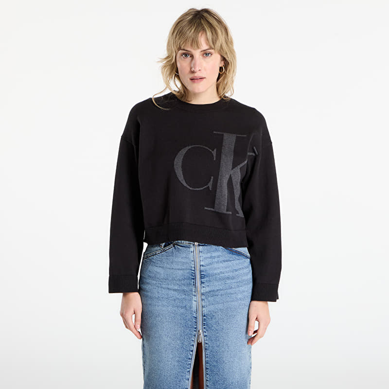 Sveter Calvin Klein Jeans Long Sleeve Smooth Sweater Black