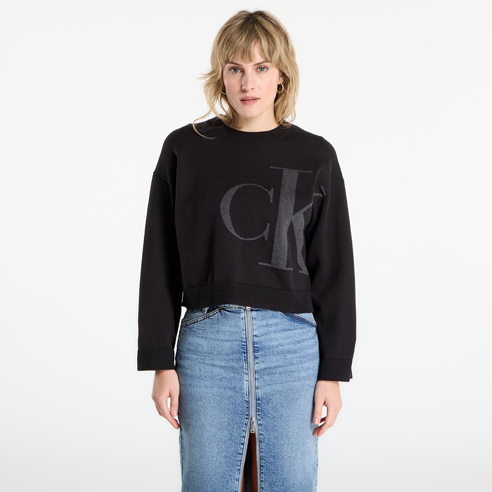 Megztiniai Calvin Klein Jeans Long Sleeve Smooth Sweater Black