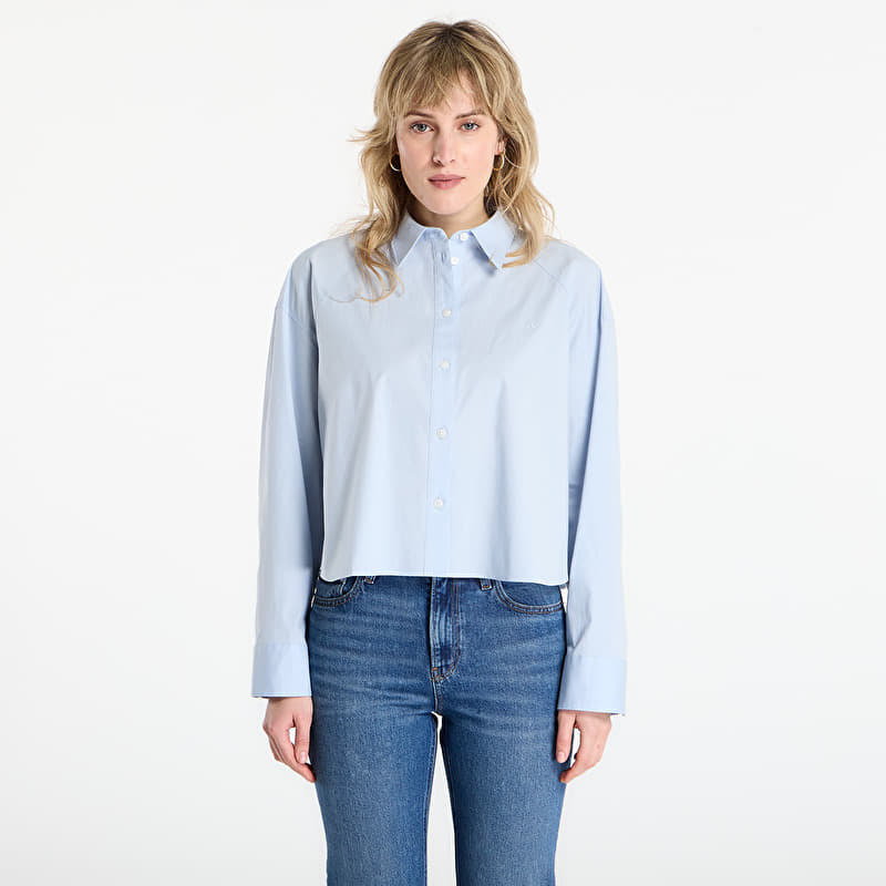 Calvin Klein Jeans Solid Boxy Cropped Shirt Grey