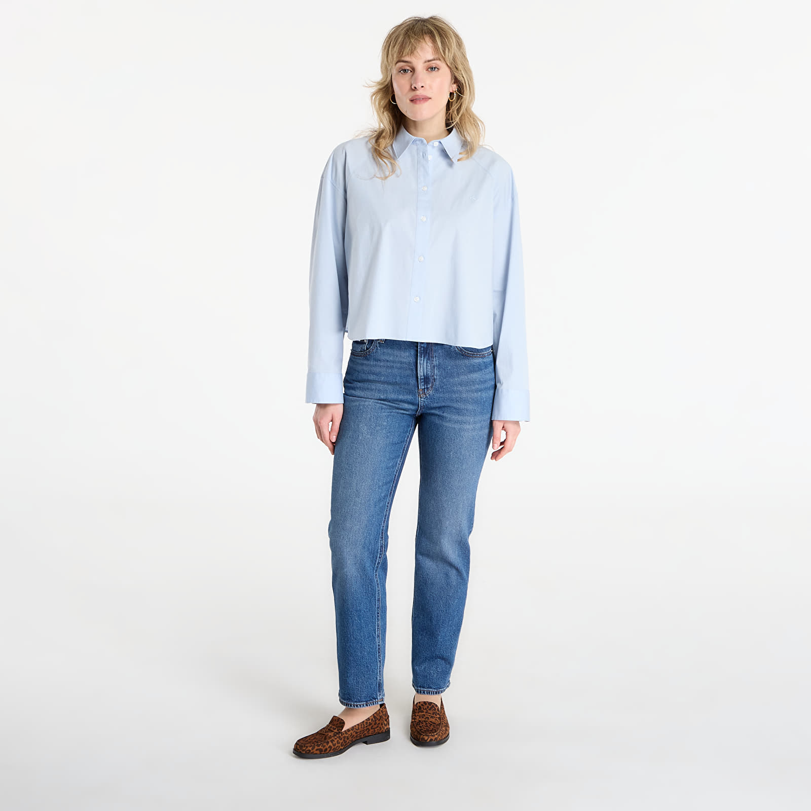 Srajce  Calvin Klein Jeans Solid Boxy Cropped Shirt Grey