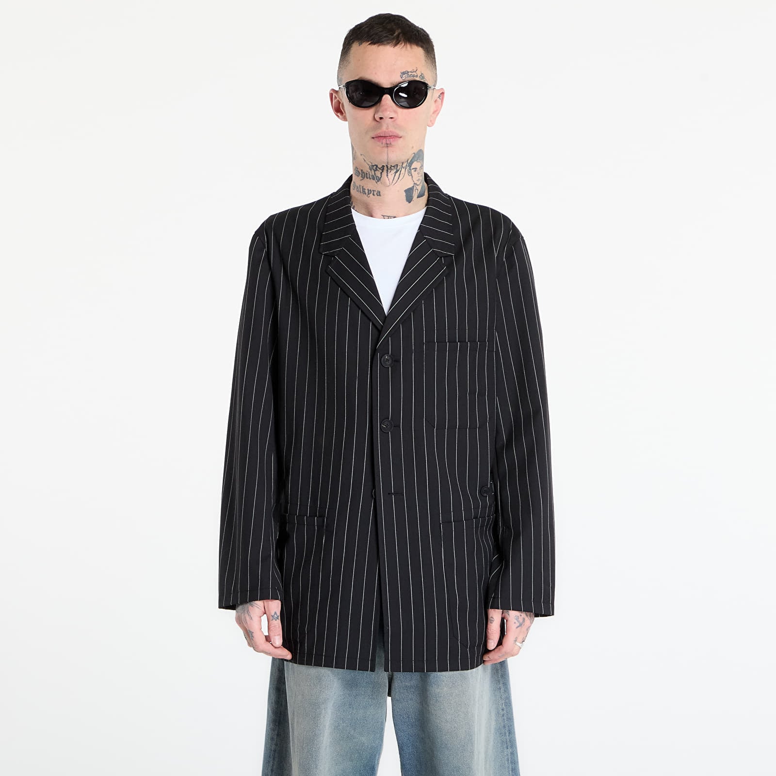 Jackets Y-3 Pinstripe Refined Wool Chore Coat Black