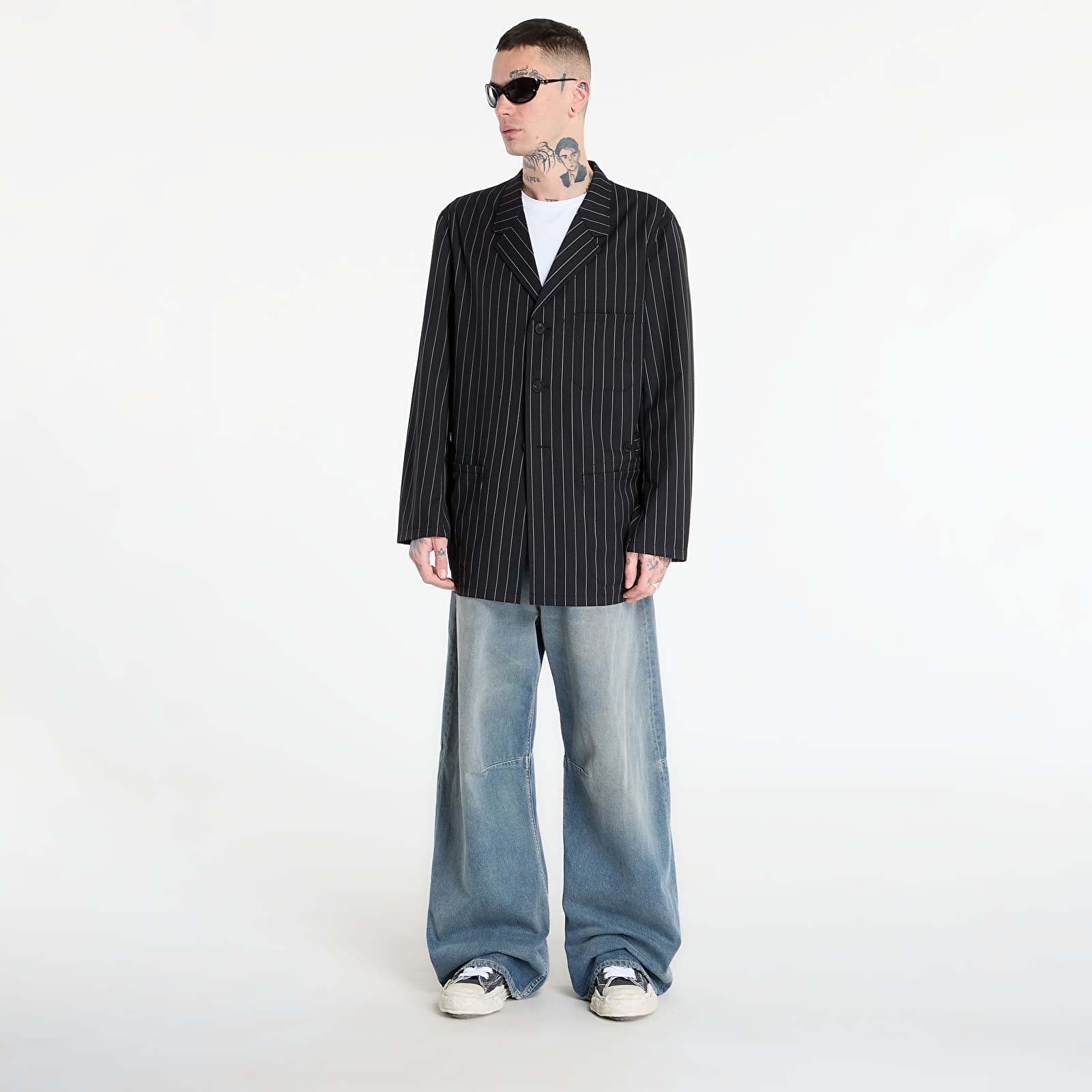 Jackets Y-3 Pinstripe Refined Wool Chore Coat Black