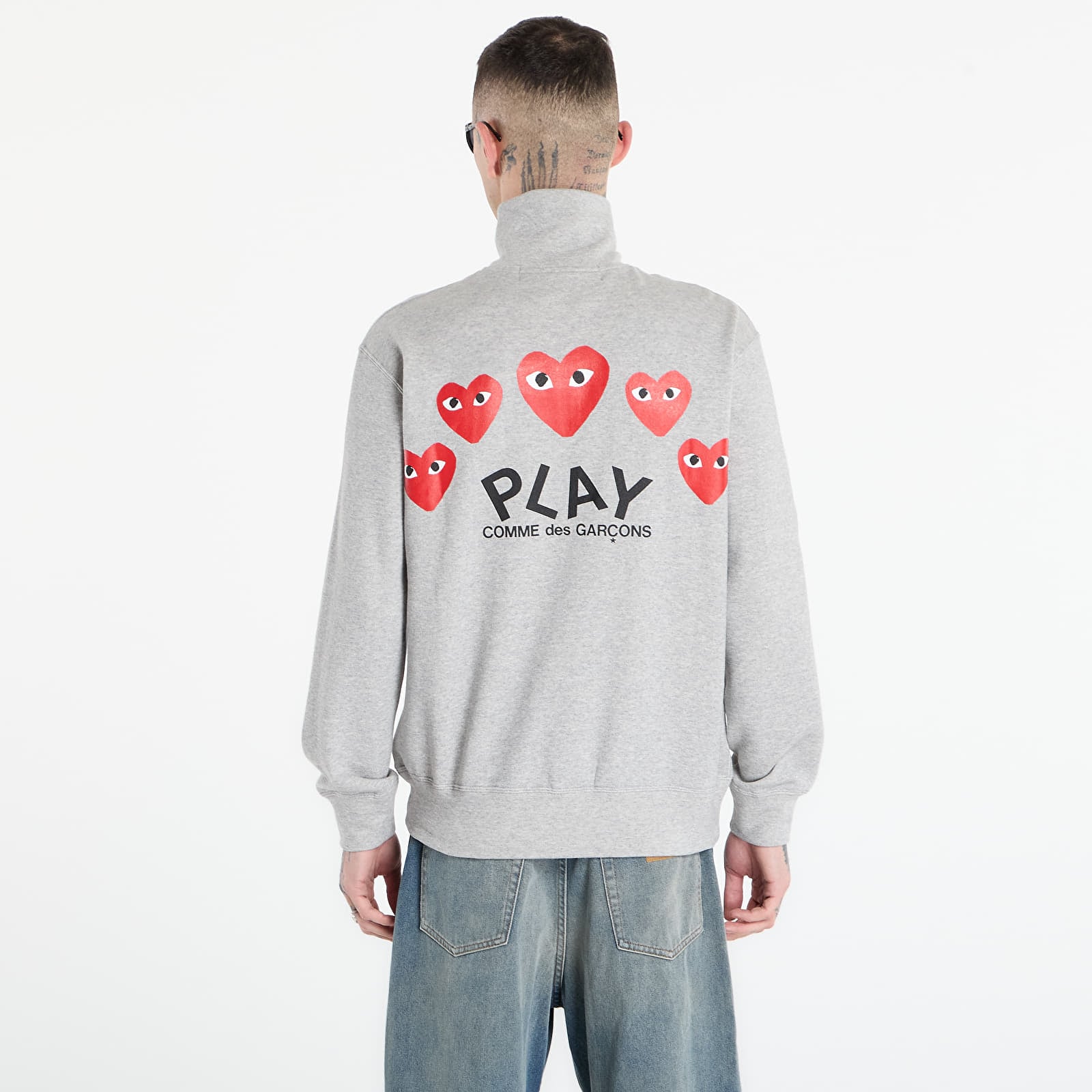 Φούτερ Comme des Garçons PLAY Sweatshirt Red Emblem Knit UNISEX Top Grey