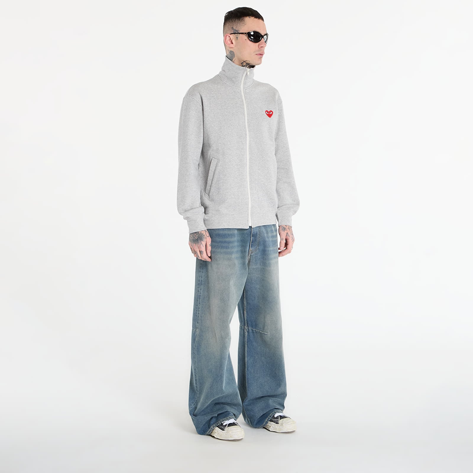 Φούτερ Comme des Garçons PLAY Sweatshirt Red Emblem Knit UNISEX Top Grey