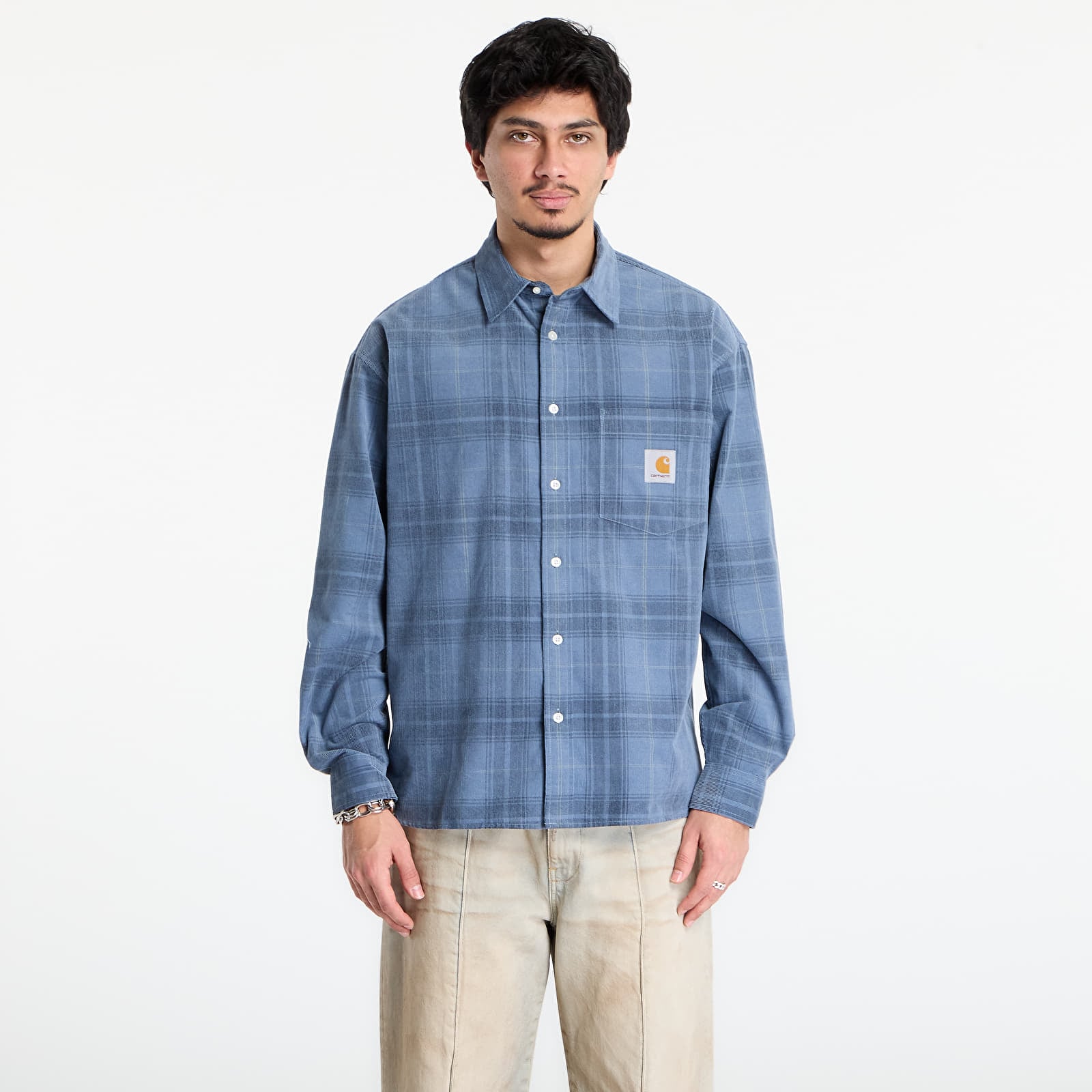 Košile Carhartt WIP L/S Wilber Shirt UNISEX Wilber Check/ Velvet Blue