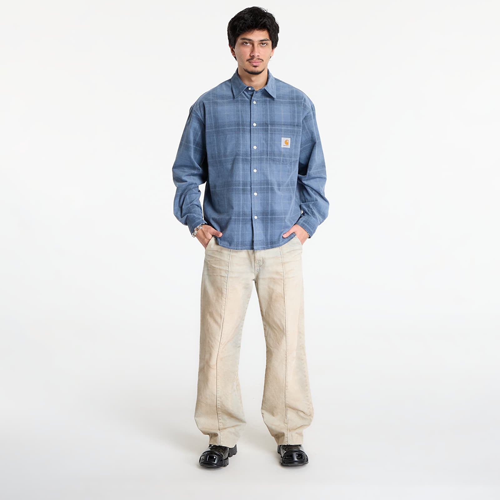 Košile Carhartt WIP L/S Wilber Shirt UNISEX Wilber Check/ Velvet Blue