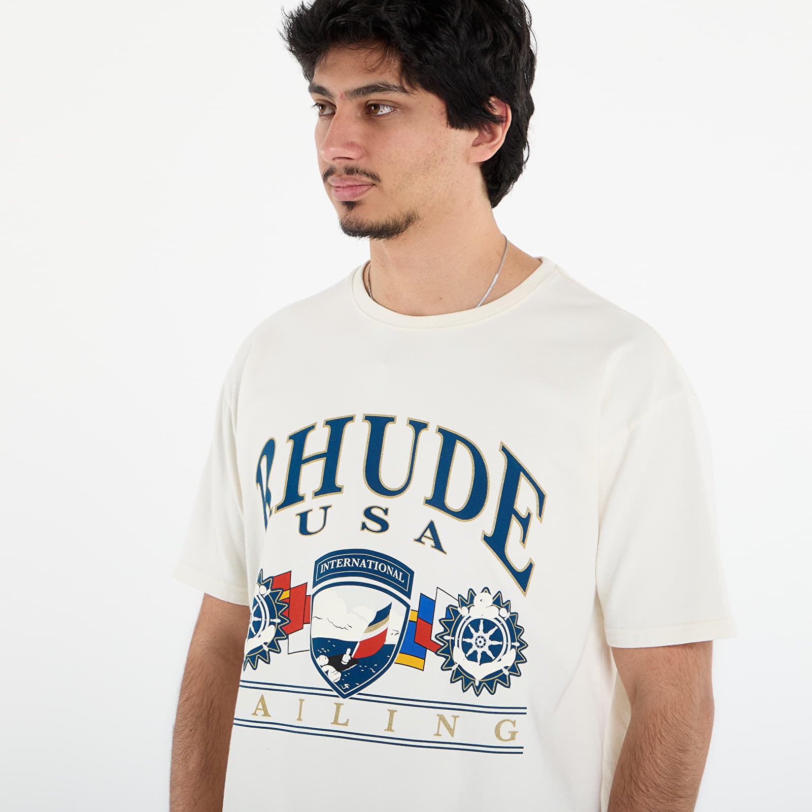 Trička Rhude Usa Sailing Icon Tee Vintage White/ Black