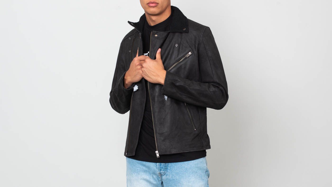 Якета SELECTED Ray Leather/ Wool Biker Jacket Black