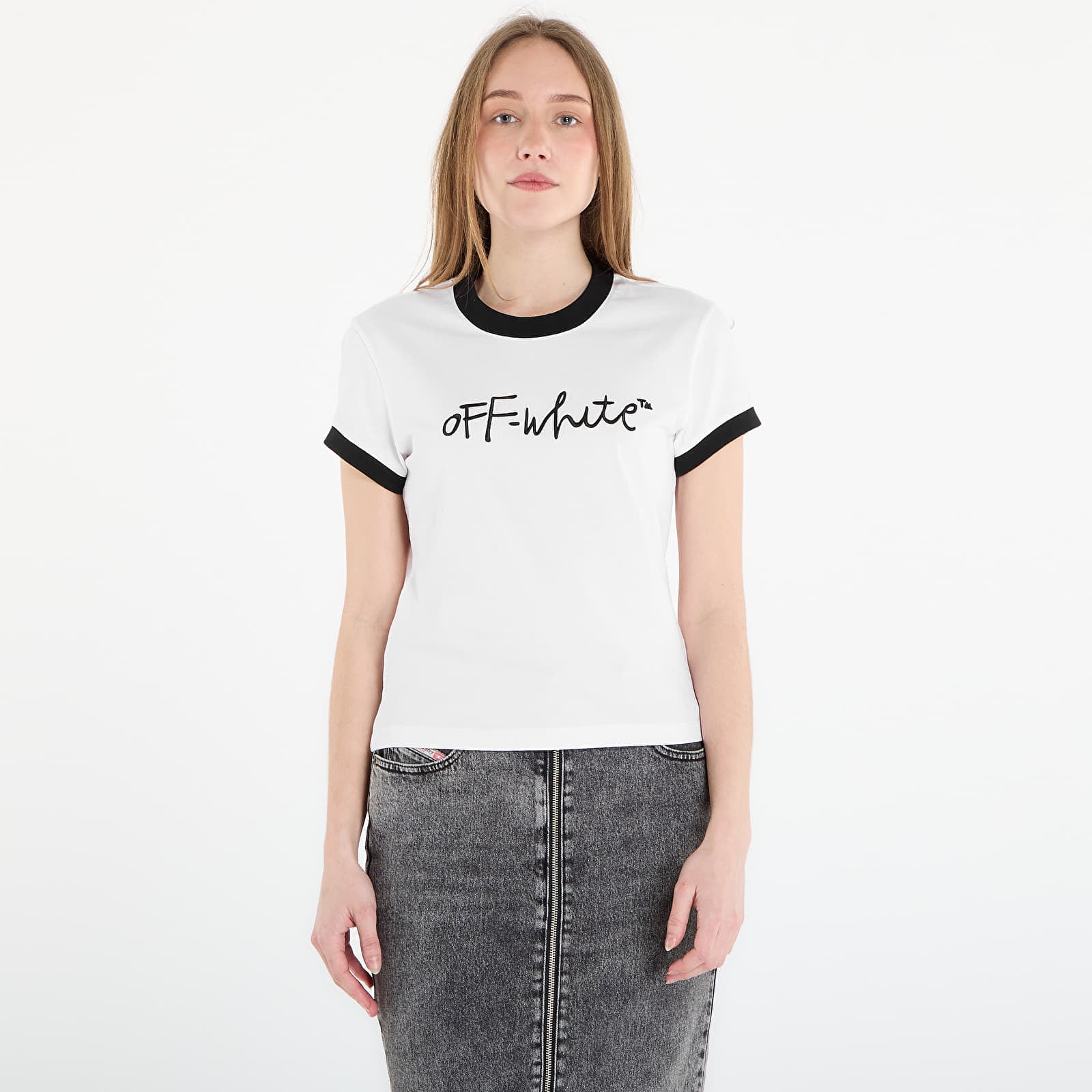 Tricou Off-White Embr Script Fitted Tee White M