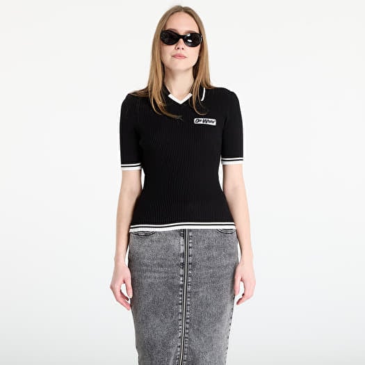 Off-White Rib Viscose Knit S/S Polo Black