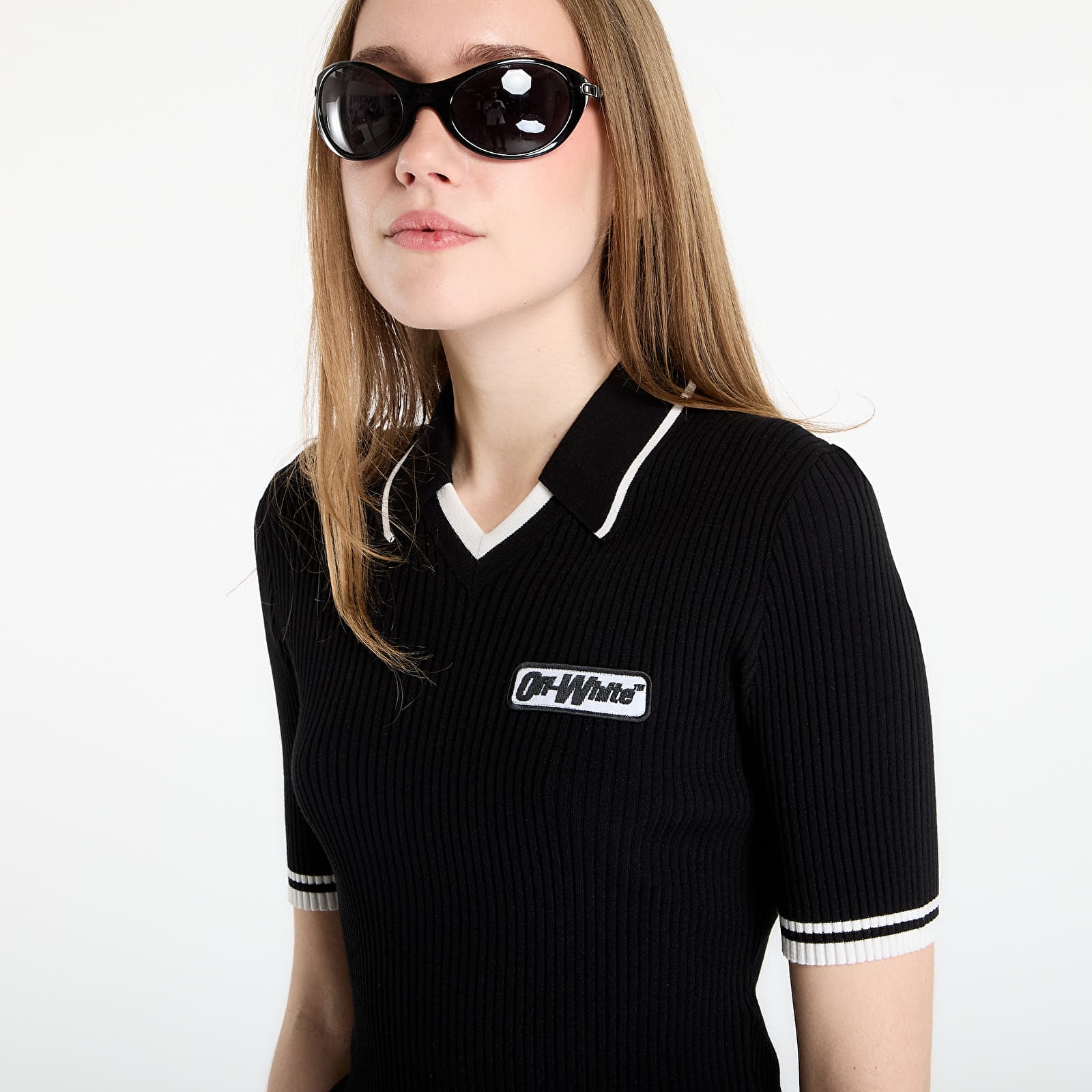 T-shirts  Off-White Rib Viscose Knit S/S Polo Black
