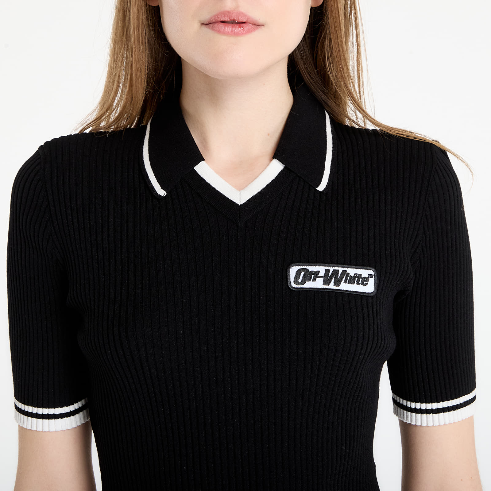 T-shirts  Off-White Rib Viscose Knit S/S Polo Black