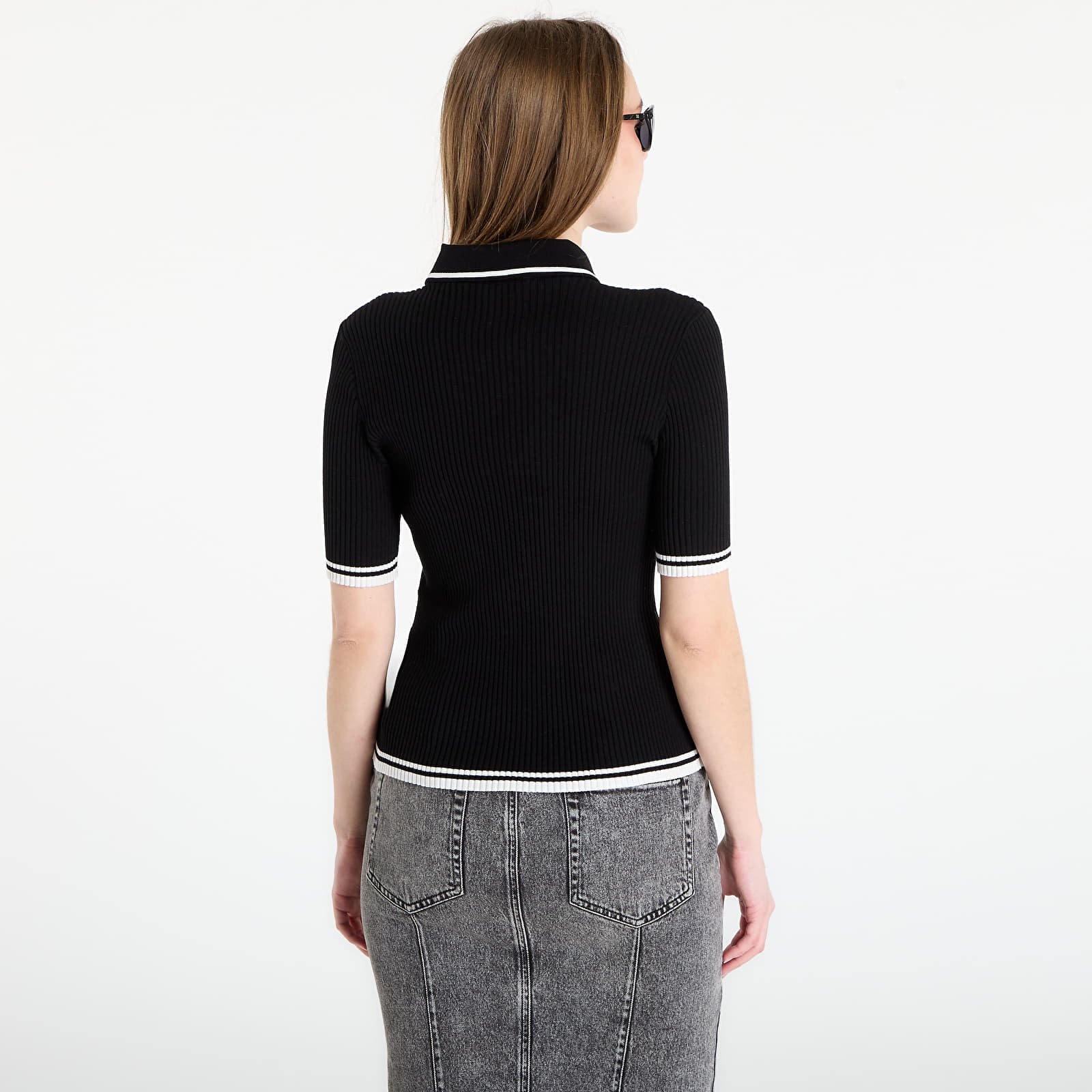 T-shirts  Off-White Rib Viscose Knit S/S Polo Black