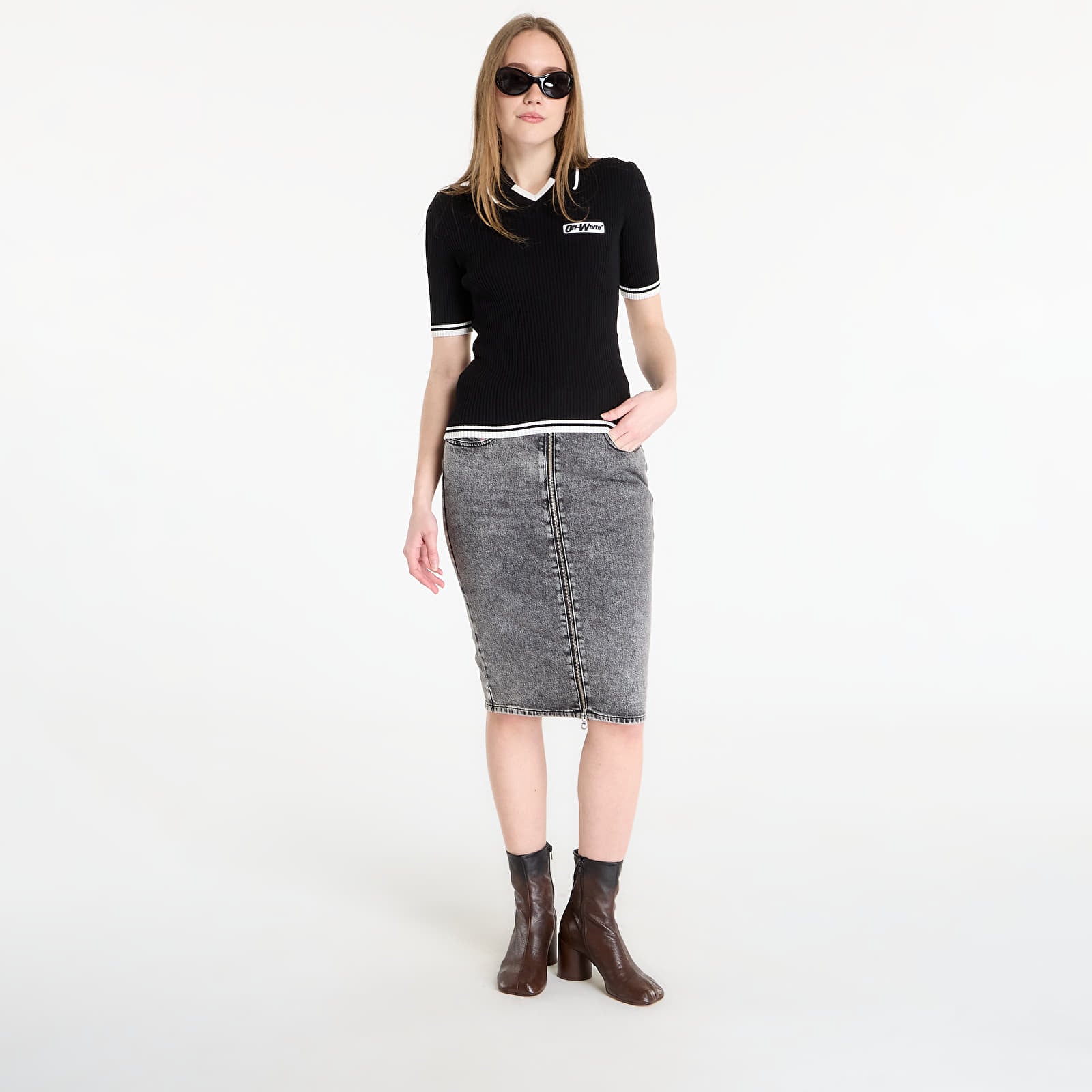 T-shirts  Off-White Rib Viscose Knit S/S Polo Black