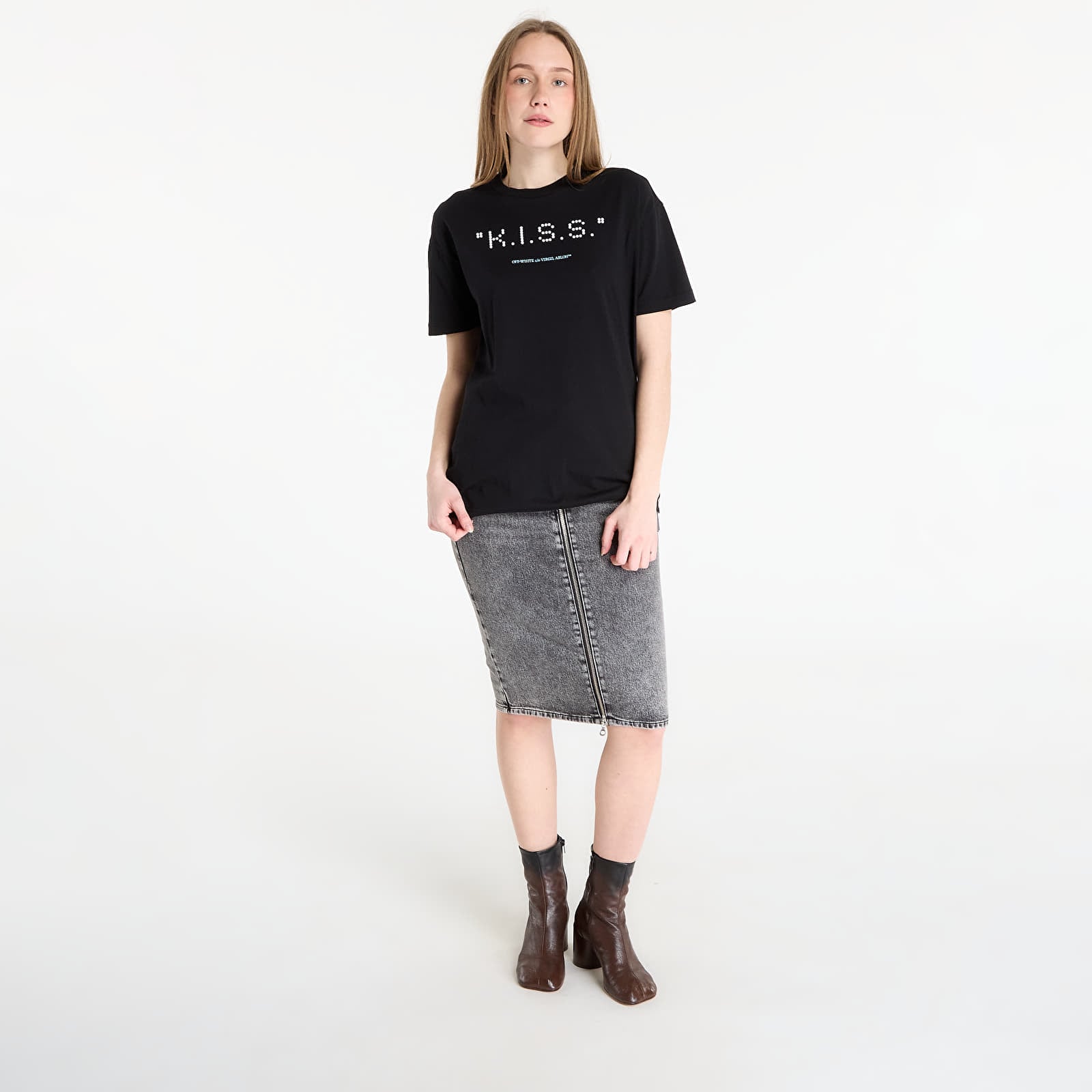 Tričká Off-White Kiss Quote Reg Tee Black