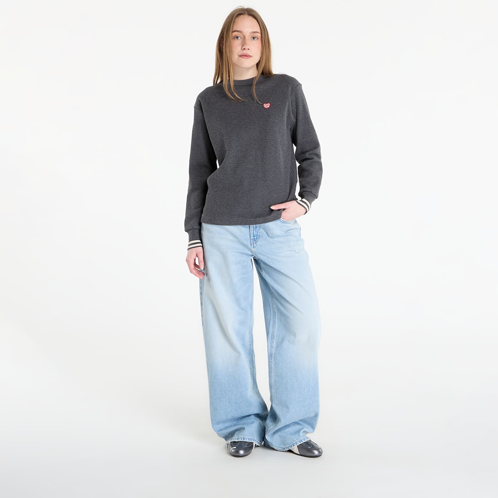 Gensere HUMAN MADE Thermal L/S T-Shirt UNISEX Charcoal