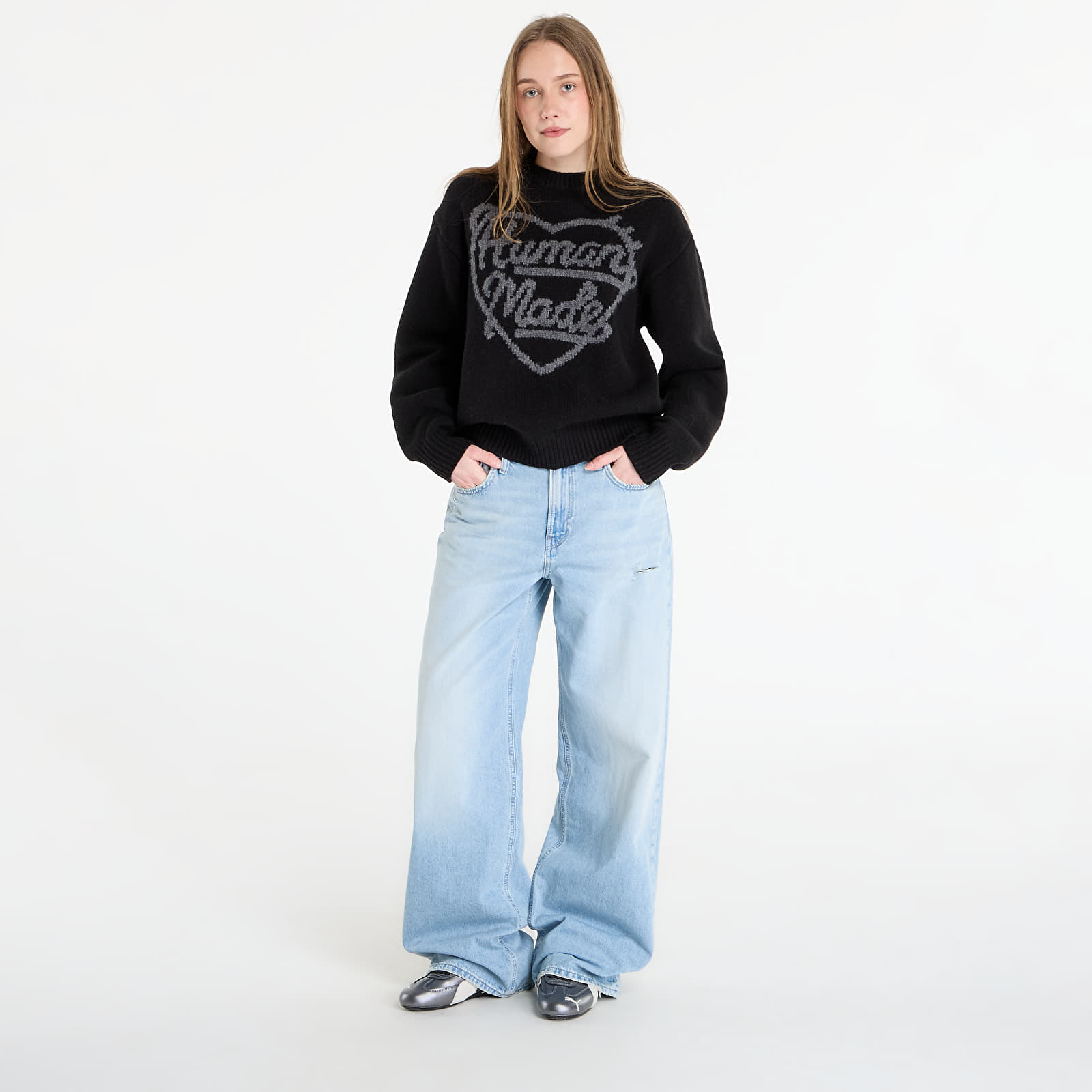 Pullover HUMAN MADE Heart Knit Sweater UNISEX Black