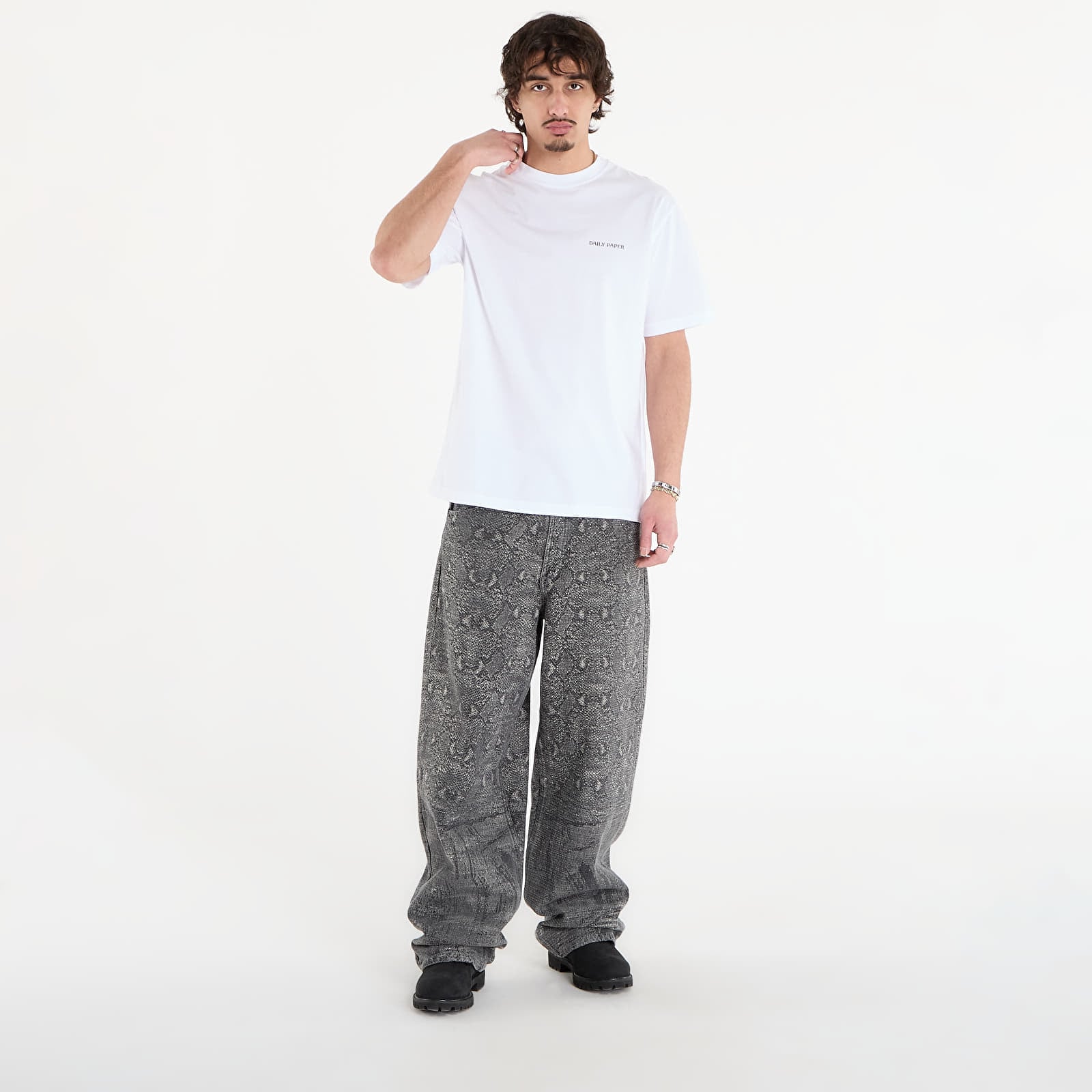 Magliette Daily Paper Snake Shield Ss Tee White