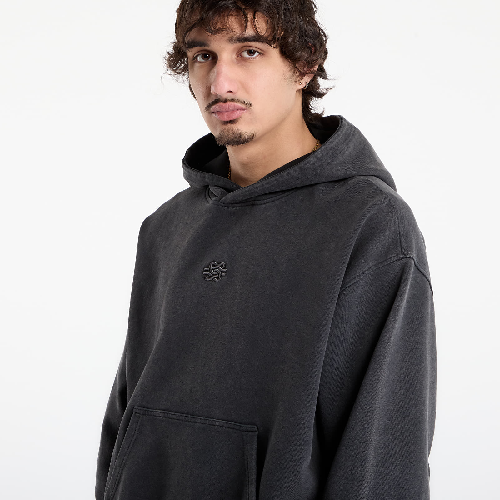 Bluzy Filling Pieces Hoodie Boxy Embroidered Vintage Black