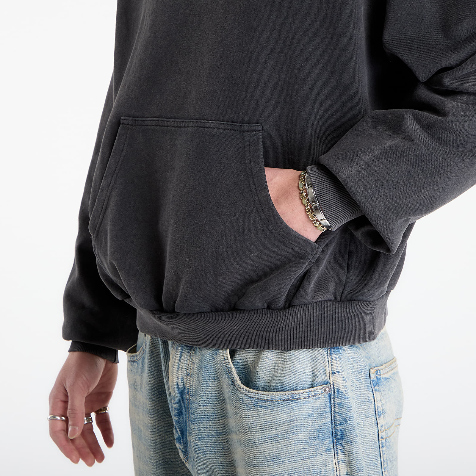 Bluzy Filling Pieces Hoodie Boxy Embroidered Vintage Black