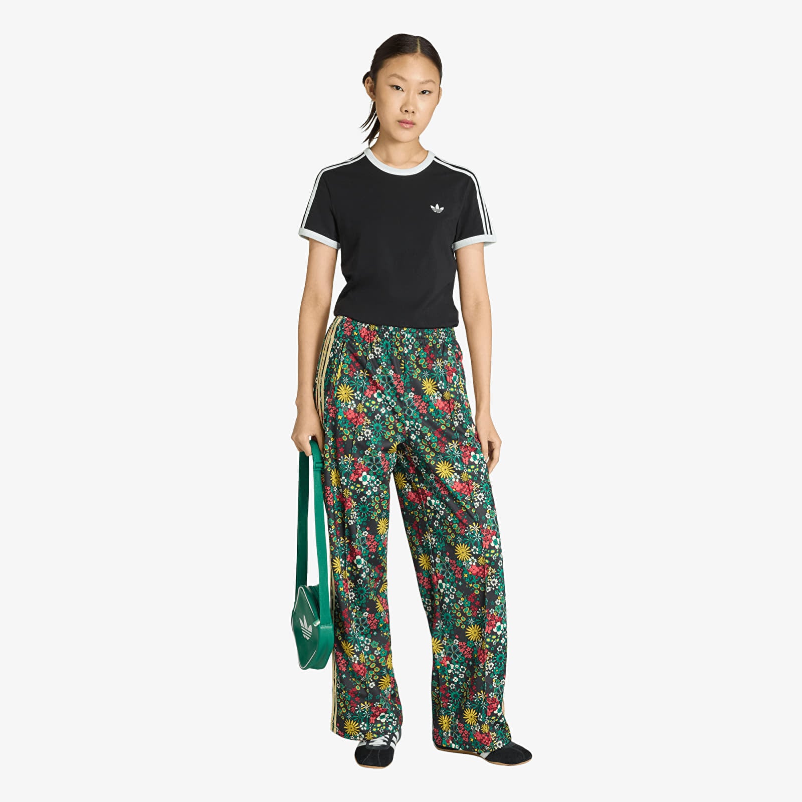 Ženske trenerke adidas Fb Loose Track Pants Black/ Bright Green/ Cgreen/ Eqtyel