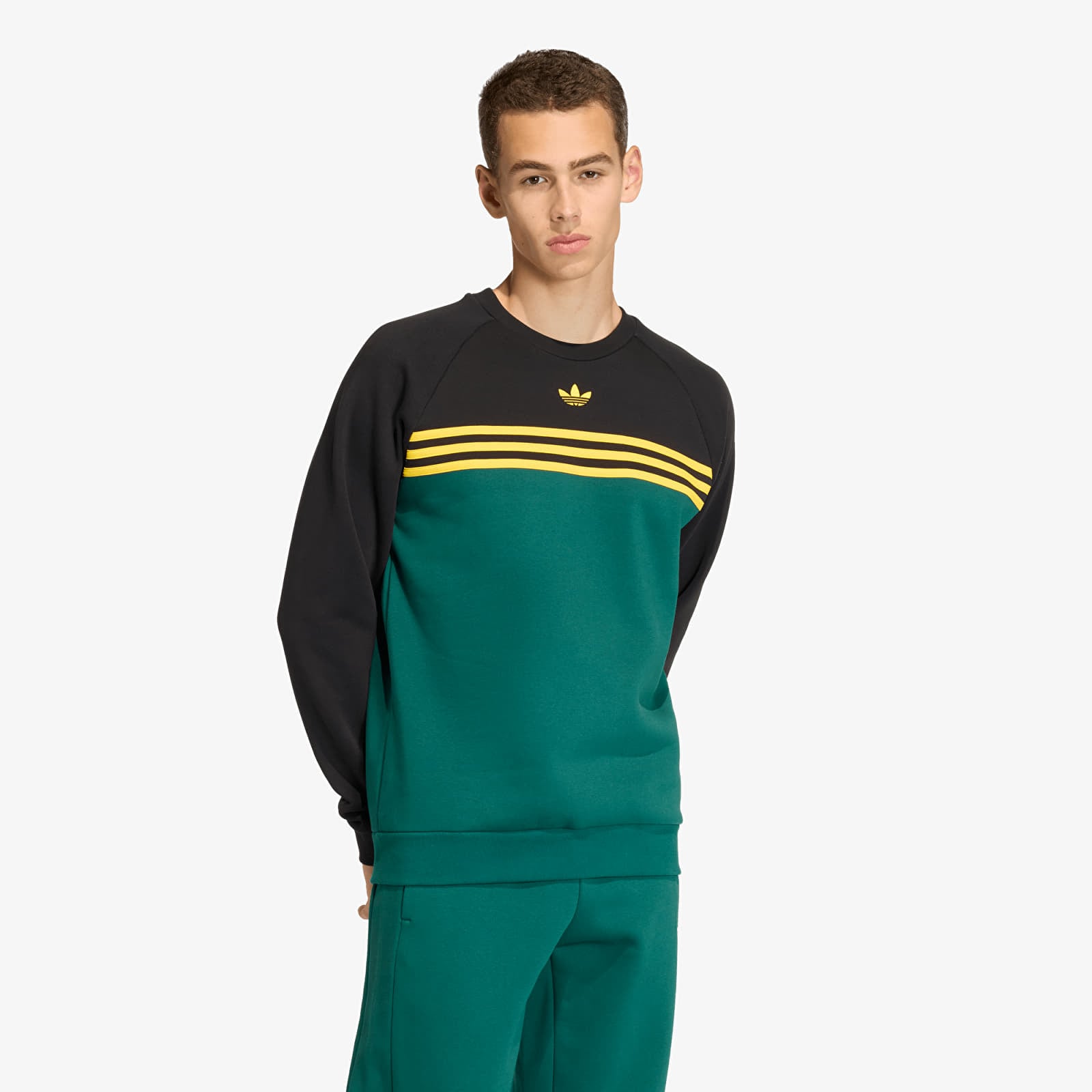 Casacos com capuz para homem adidas Chest Stripes Crewneck Sweatshirt Collegiate Green