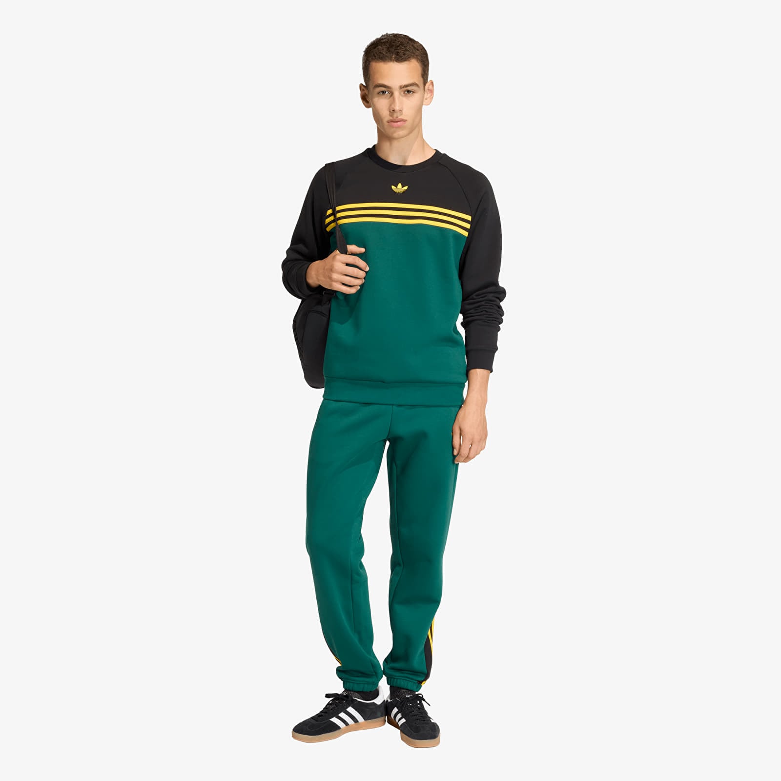 Casacos com capuz para homem adidas Chest Stripes Crewneck Sweatshirt Collegiate Green