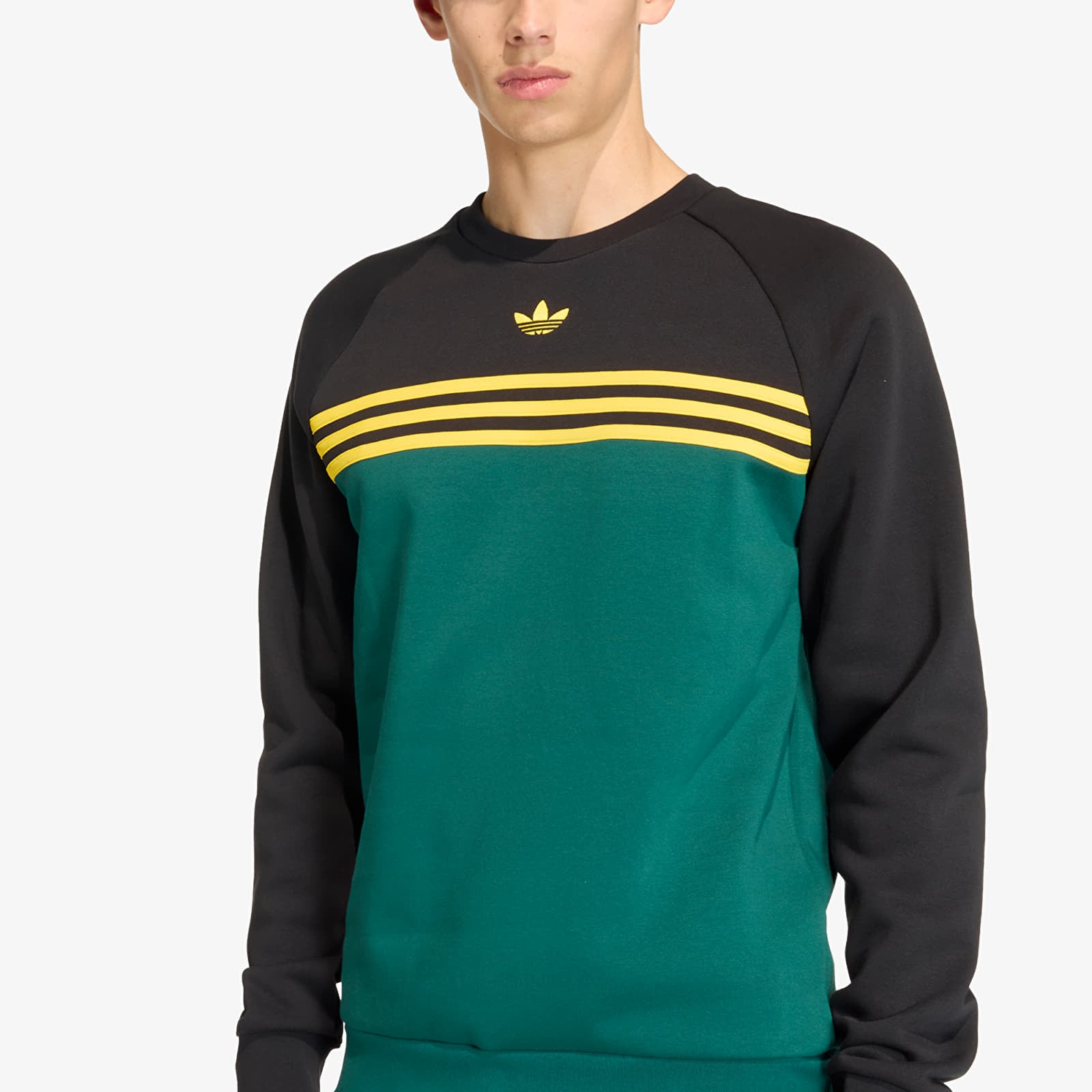 Casacos com capuz para homem adidas Chest Stripes Crewneck Sweatshirt Collegiate Green