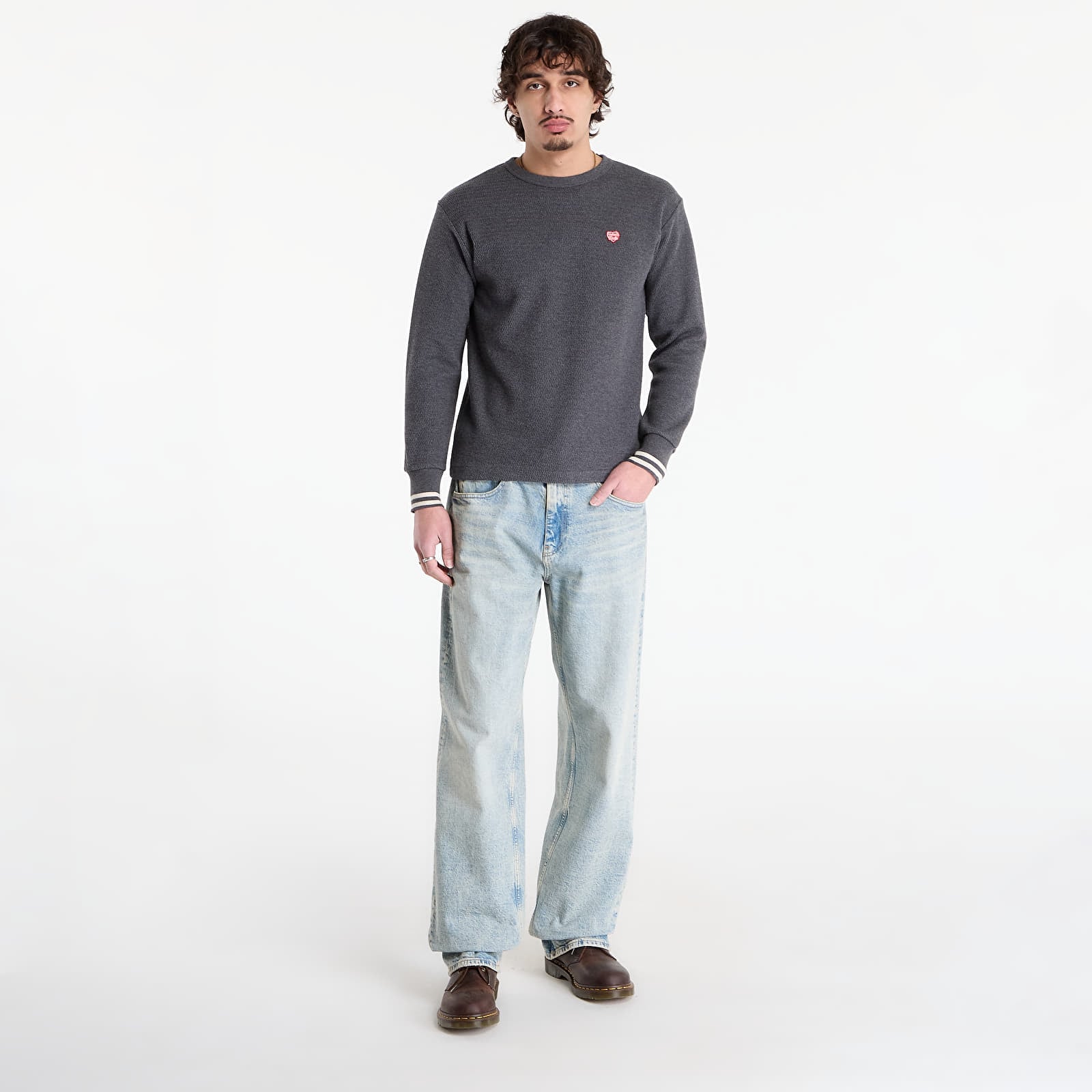 Gensere HUMAN MADE Thermal L/S T-Shirt UNISEX Charcoal