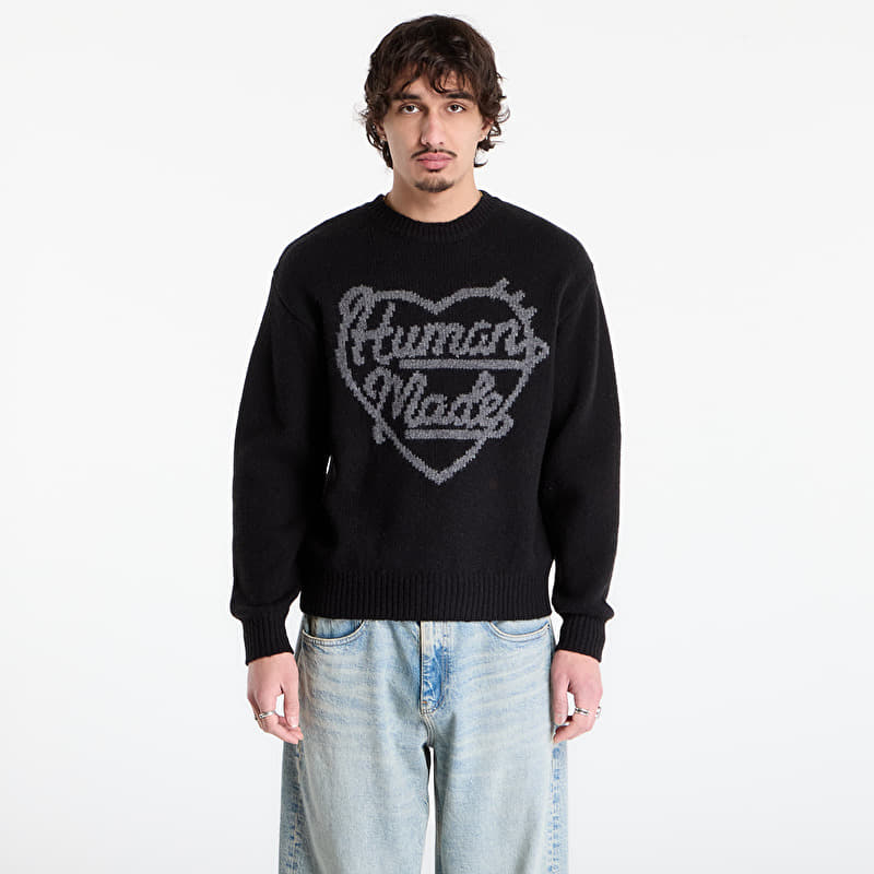 Genser HUMAN MADE Heart Knit Sweater UNISEX Black