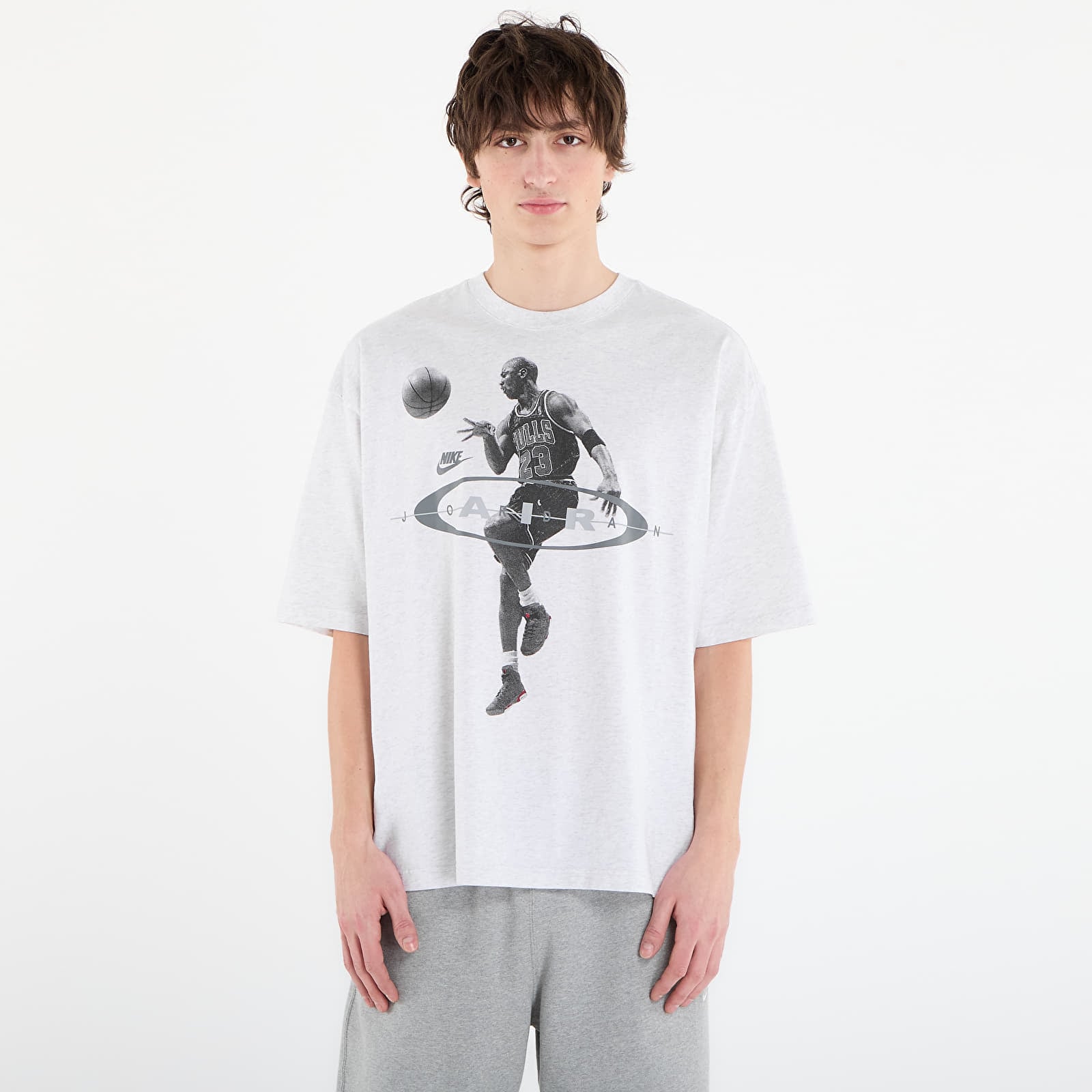 Tricou Jordan Brooklyn Mens T-Shirt Birch Heather/ Black L