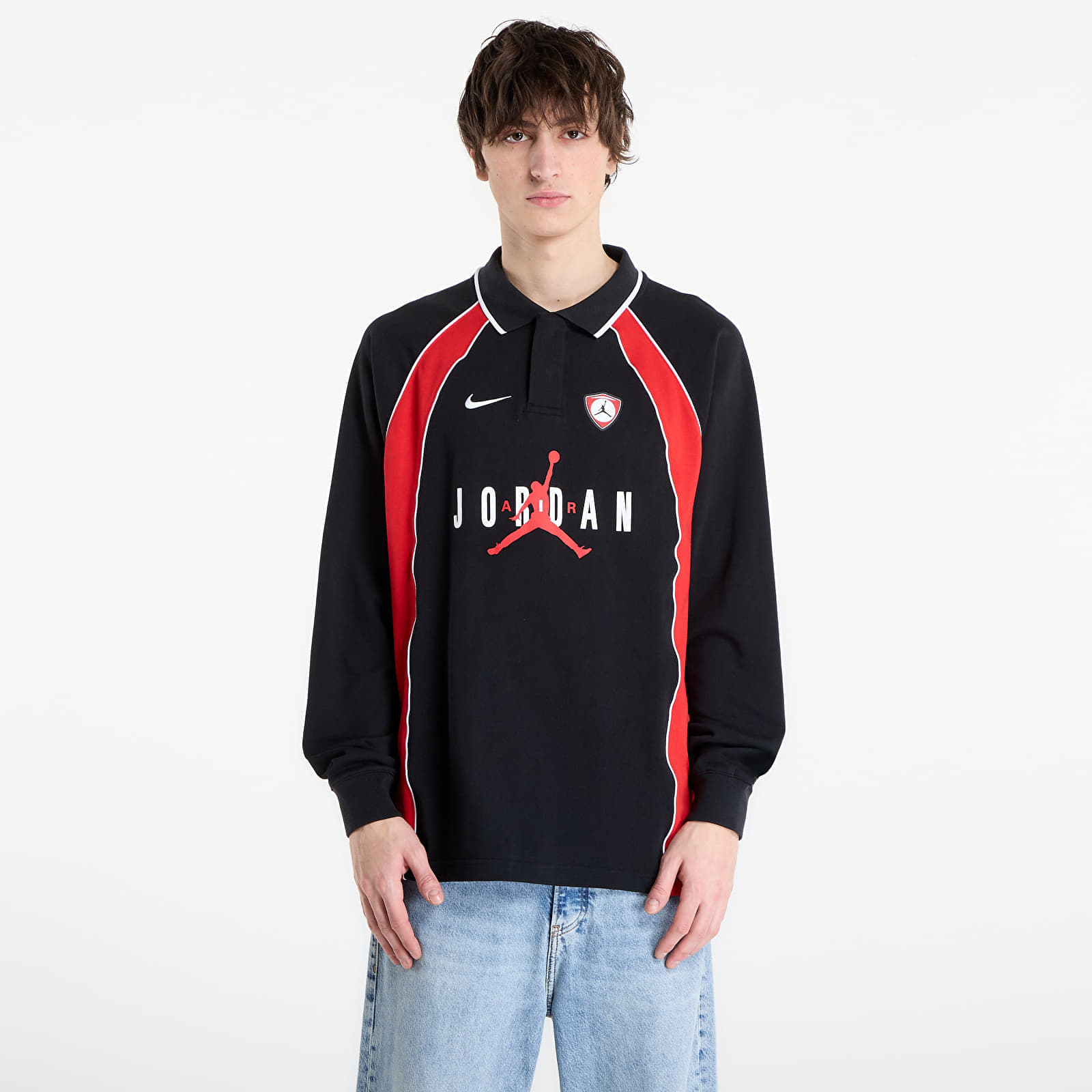 Jersey Jordan Flight Mens Long-Sleeve Polo Jersey Black/ University Red/ University Red M