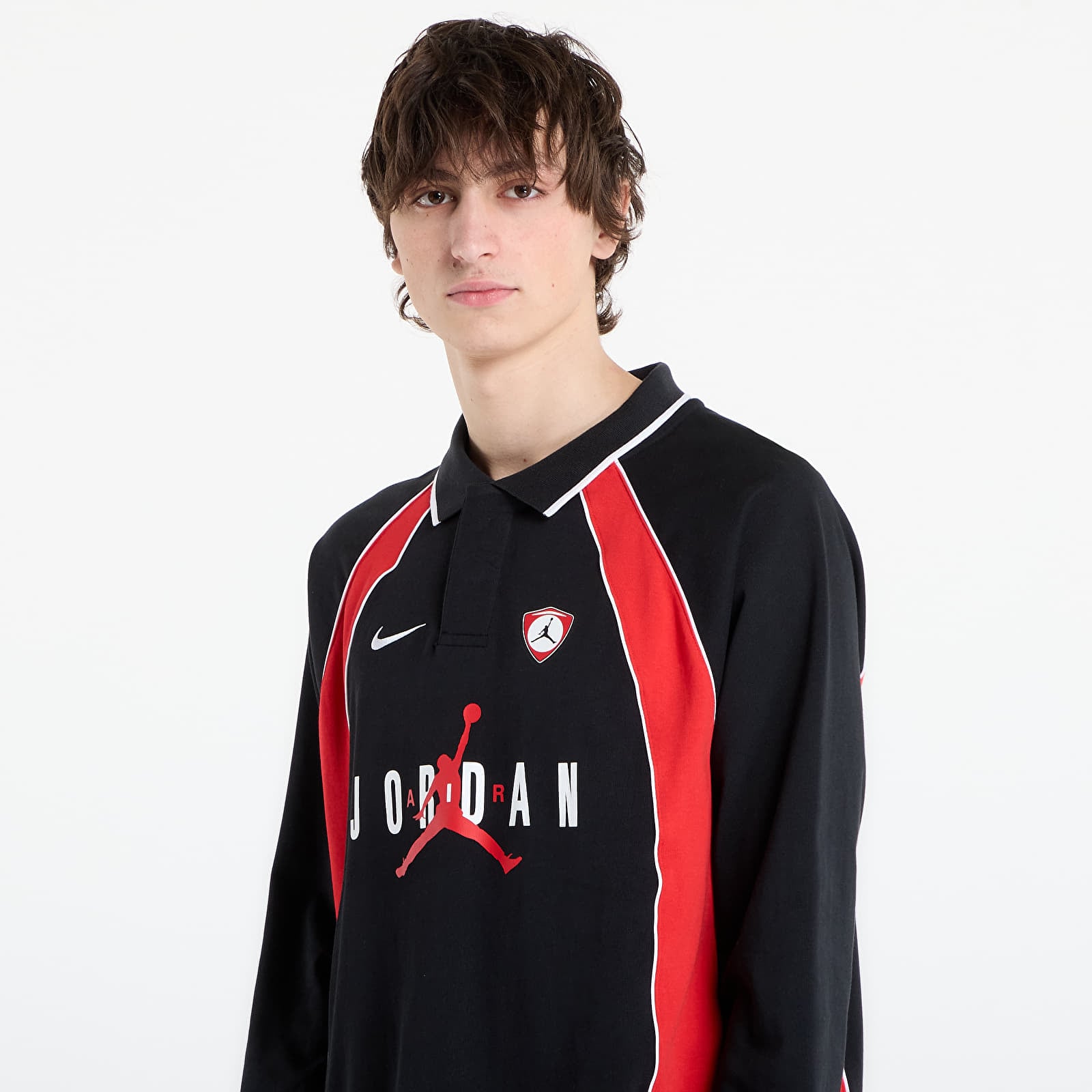 Dresy Jordan Flight Men's Long-Sleeve Polo Jersey Black/ University Red/ University Red