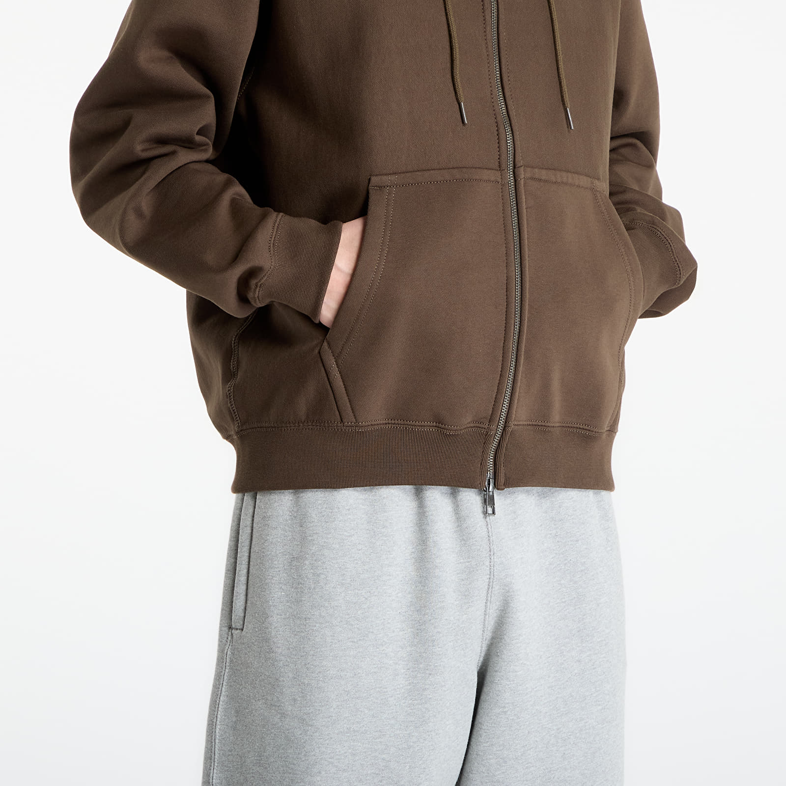 Dukserice Nike Solo Swoosh Men's Full-Zip Fleece Hoodie Dark Hazel/ White