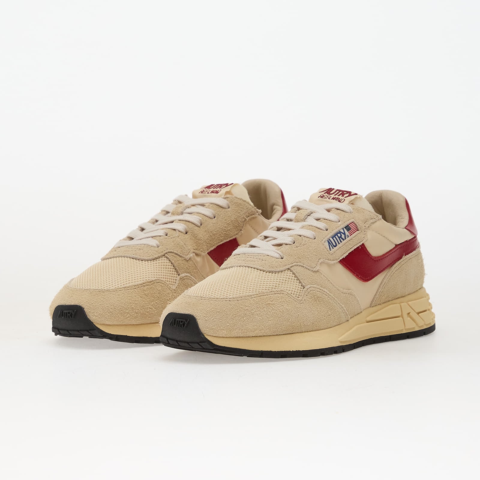 Moški čevlji Autry Reelwind Low Man Suede/ Net Ecru/ Red