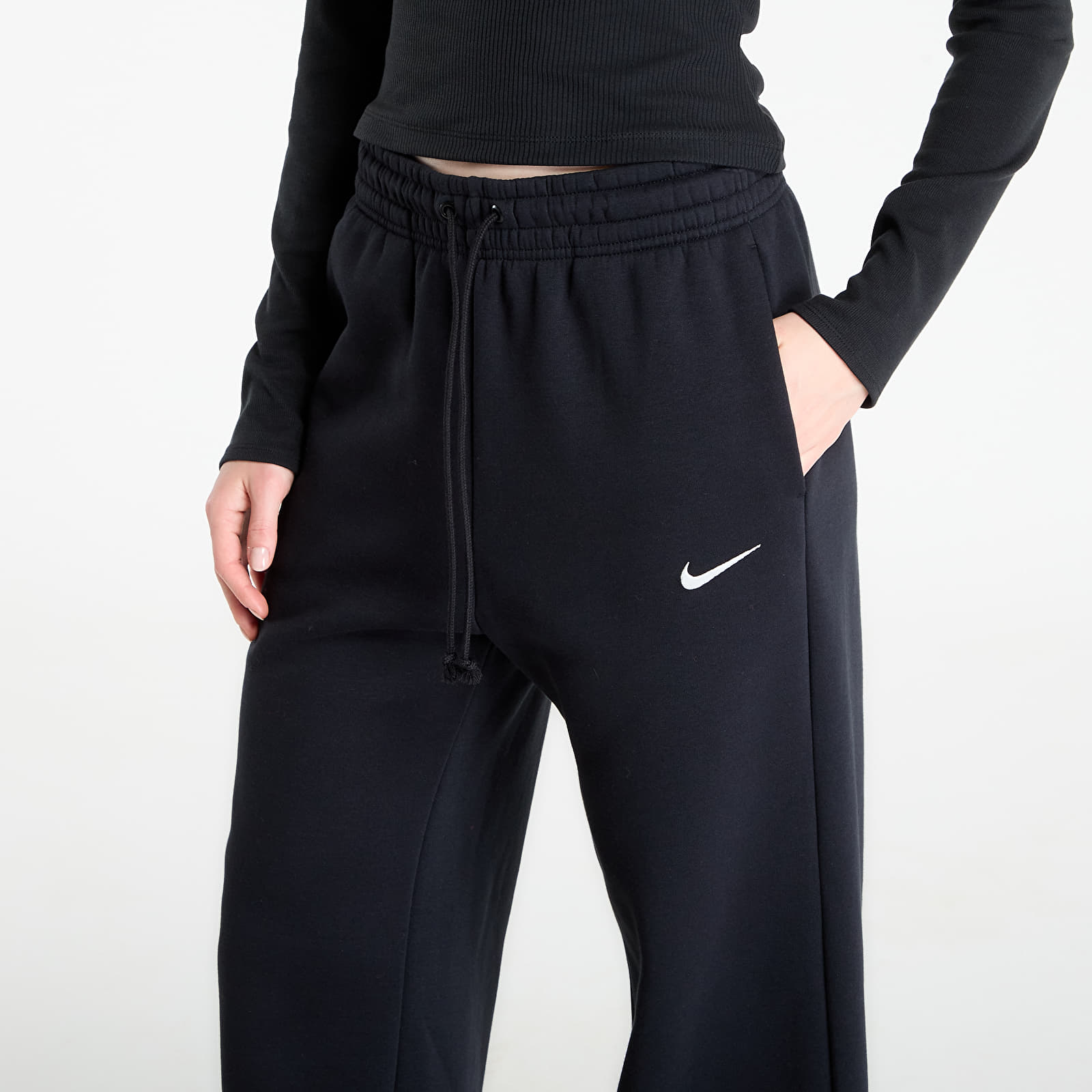 Träningsbyxor för kvinnor Nike Sportswear Phoenix Fleece Women's High-Waisted Wide-Leg Pants Black/ Sail