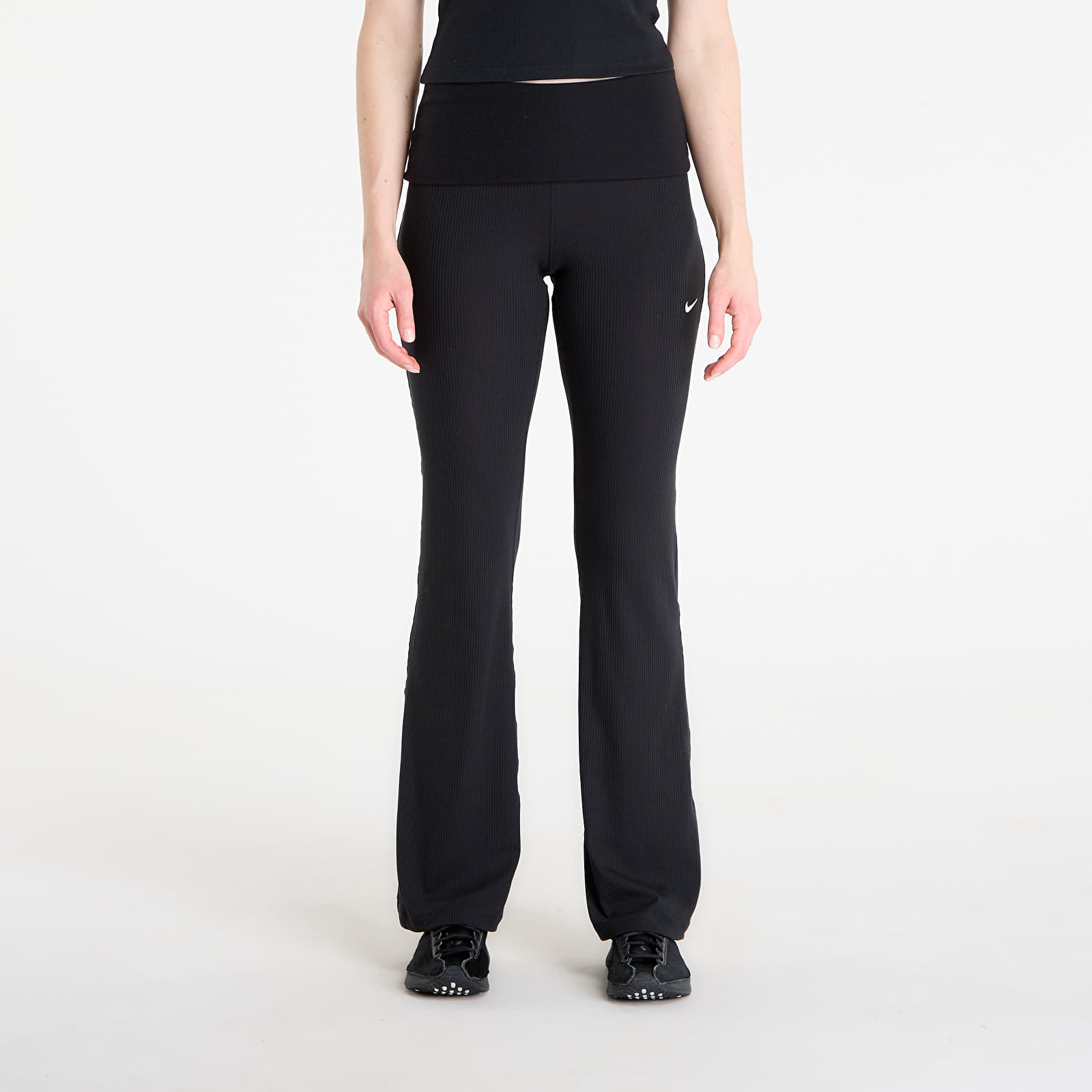 Damebukser Nike Sportswear Chill Knit Women's Mid-Rise Tight Ribbed Pants Black/ Sail
