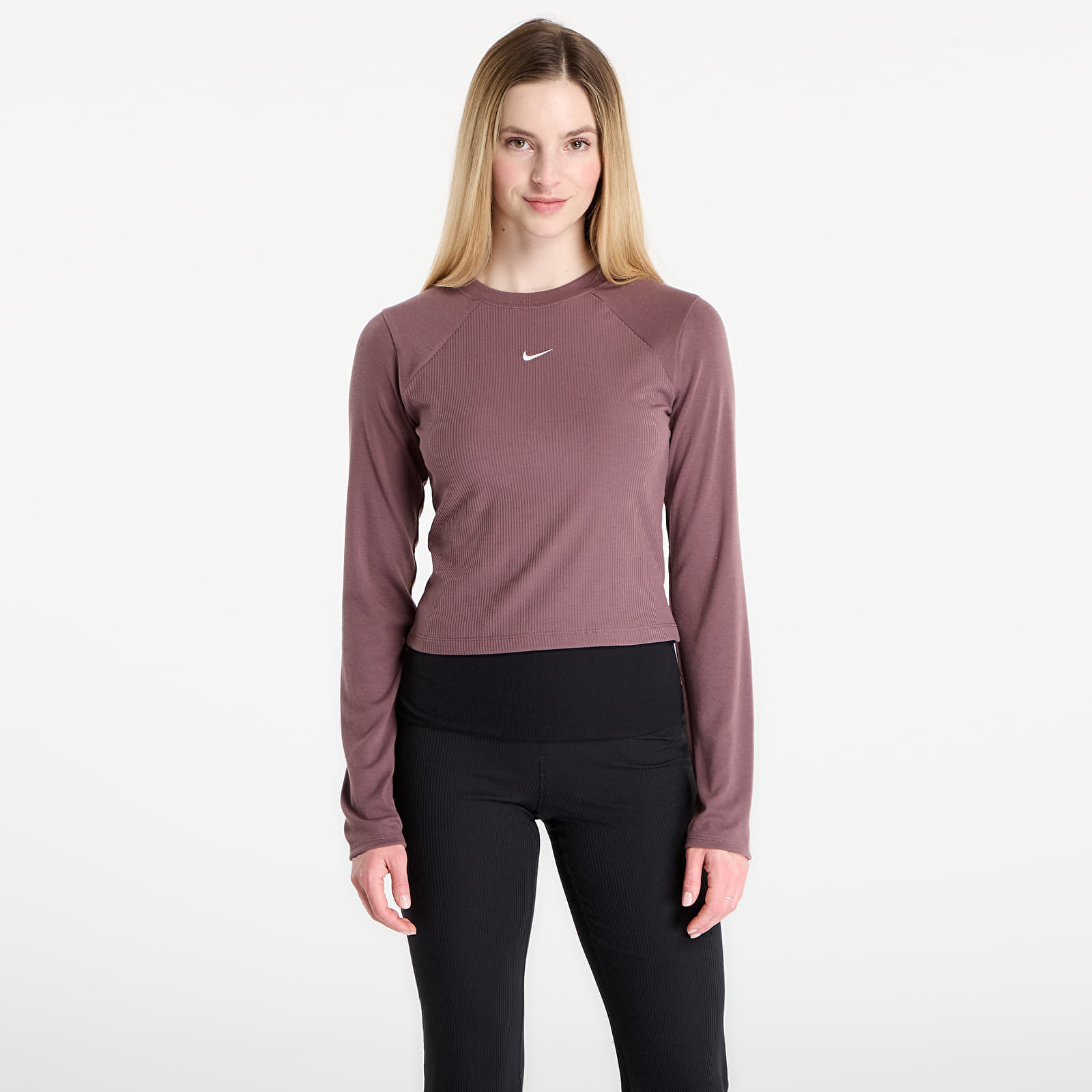 Tricou Nike Sportswear Chill Knit Womens Tight Long-Sleeve Ribbed Top Tattoo/ Sail L