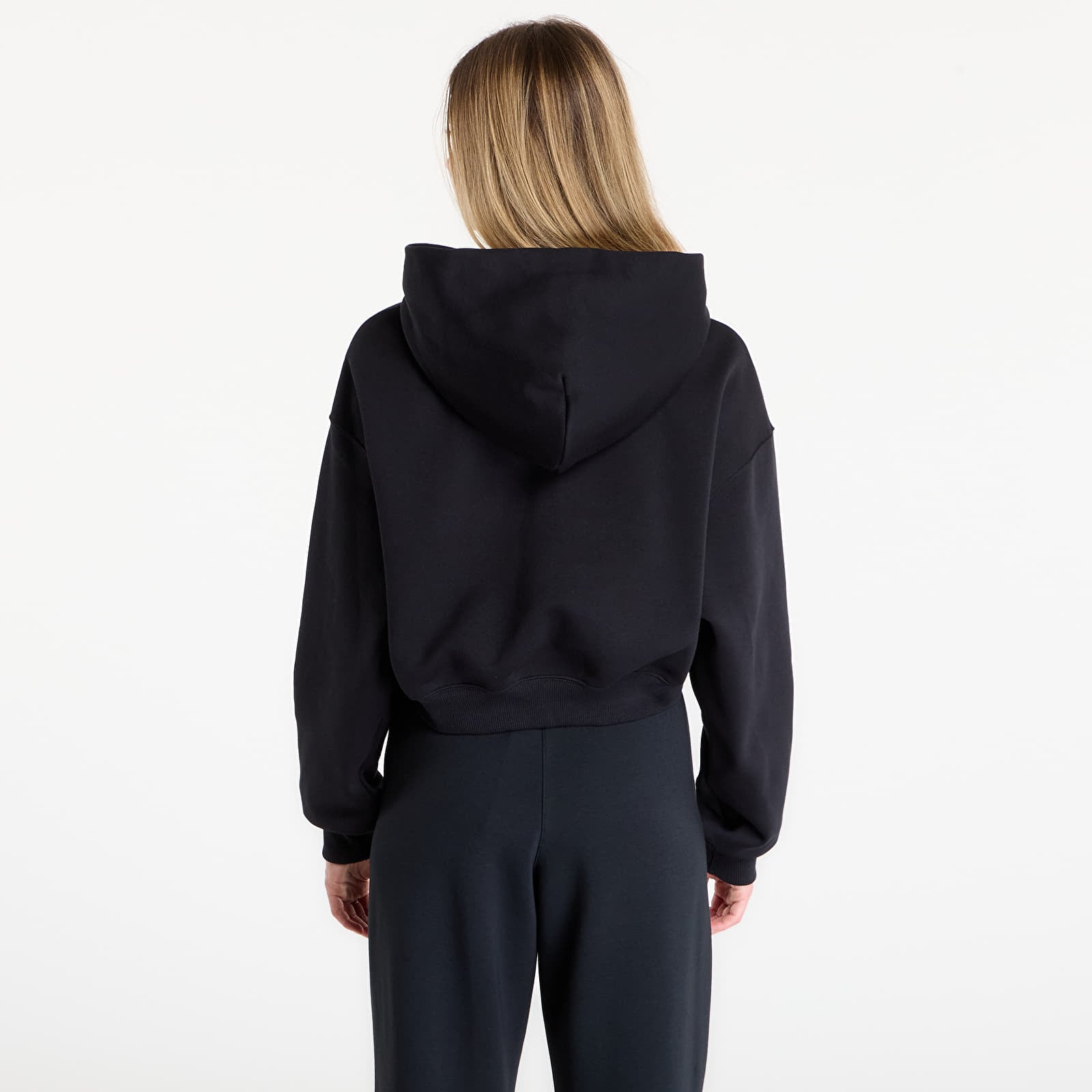 Felpe con cappuccio donna Nike Sportswear Phoenix Fleece Women's Oversized Cropped Henley Hoodie Black/ Sail