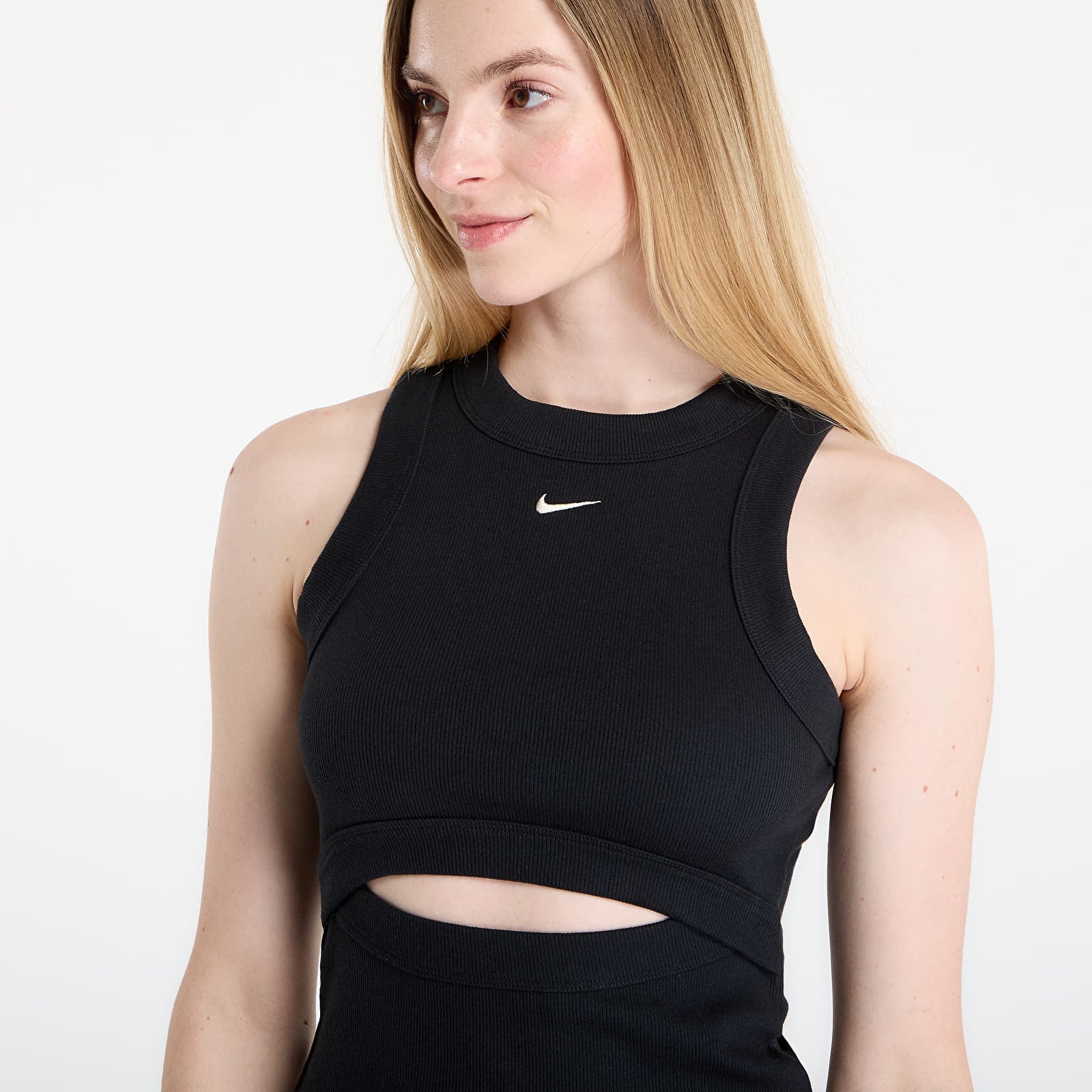 Tops de mujer Nike Sportswear Chill Knit Women's Tight Ribbed Tank Top Black/ Sail