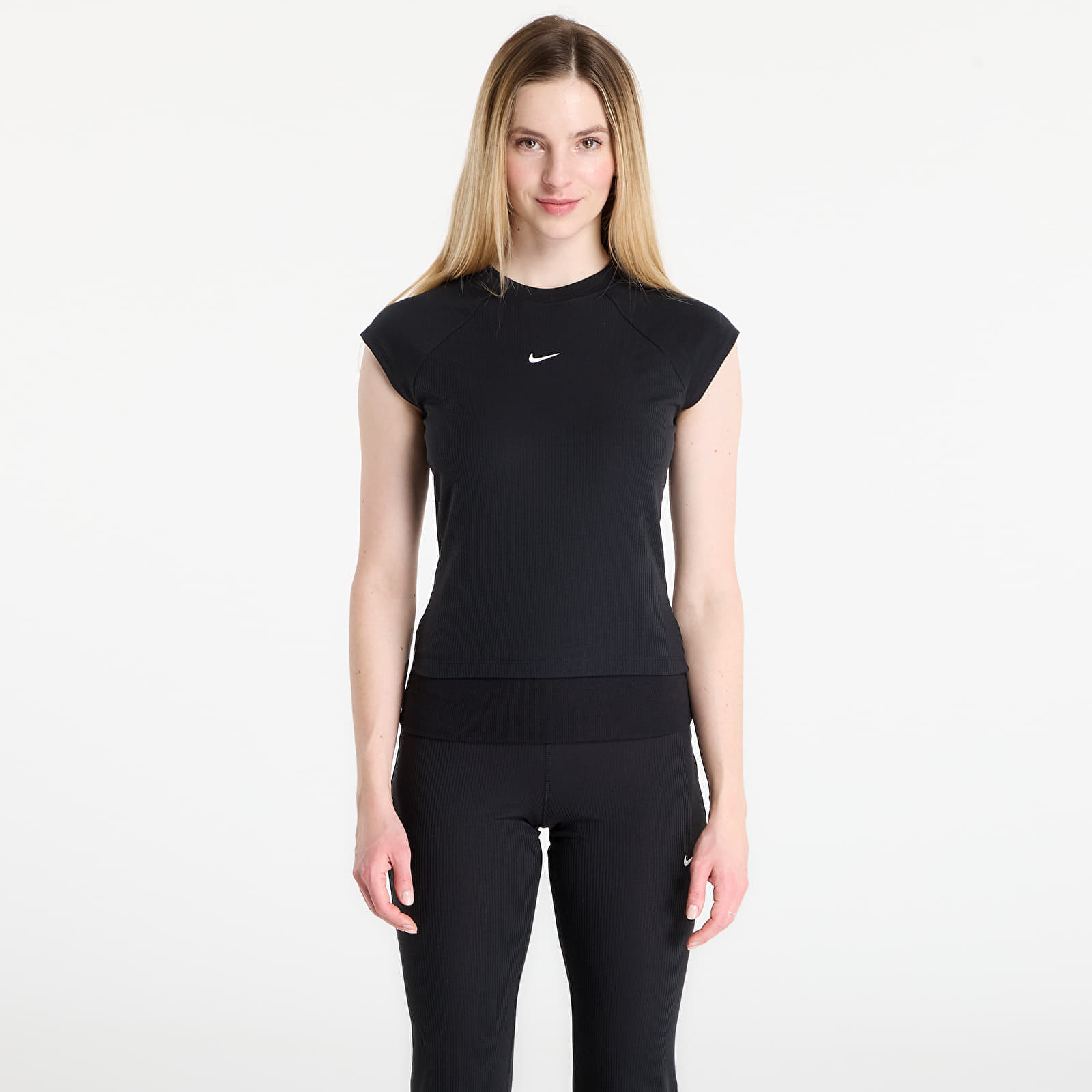 Тениска Nike Sportswear Chill Knit Women's Tight Short-Sleeve Ribbed Top Black/ Sail M