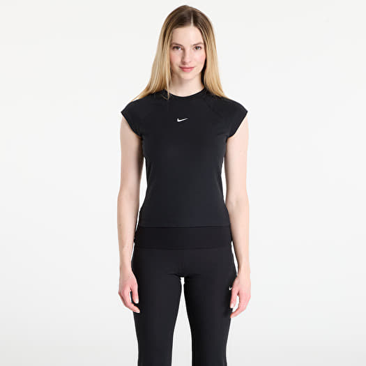 Top Nike Sportswear Chill Knit Women's Tight Short-Sleeve Ribbed Top Black/ Sail