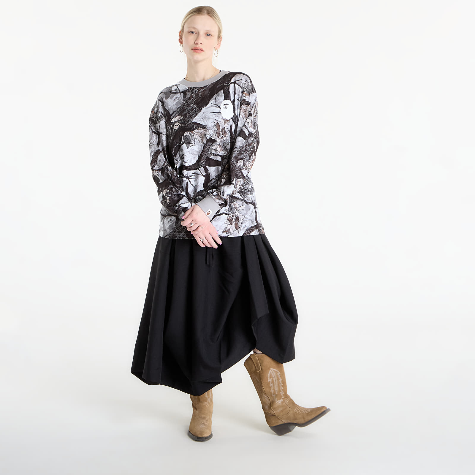 Heren T-shirts A BATHING APE Tree Edge Camo Relaxed Fit Ls Tee UNISEX White