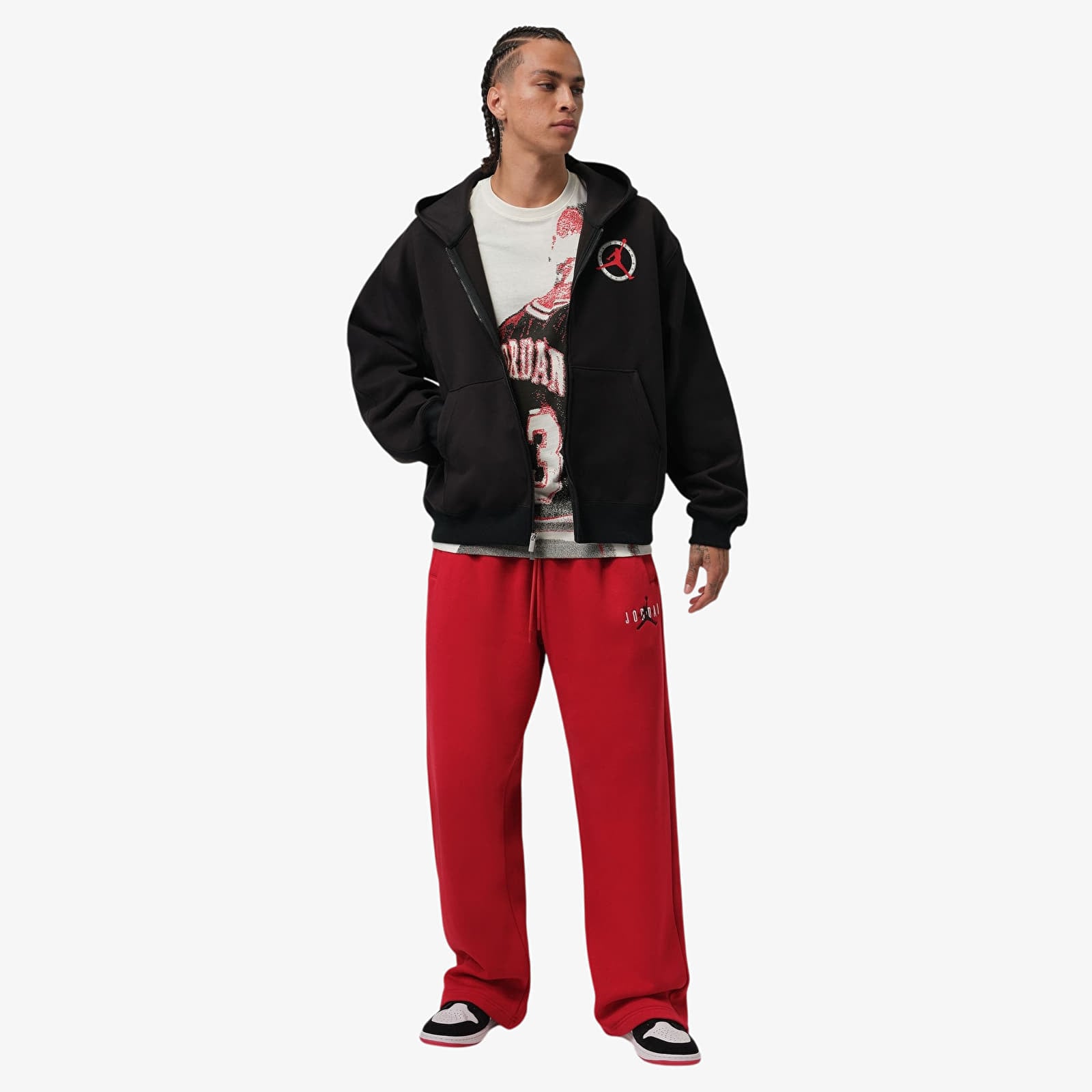 Mikiny Jordan Flight Club Fleece Men's Full-Zip Knit Sweatshirt Black