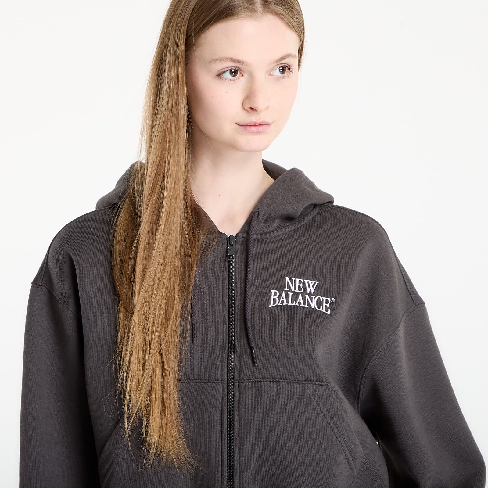 Mikiny New Balance Linear Heritage Fleece Full Zip Faded Black