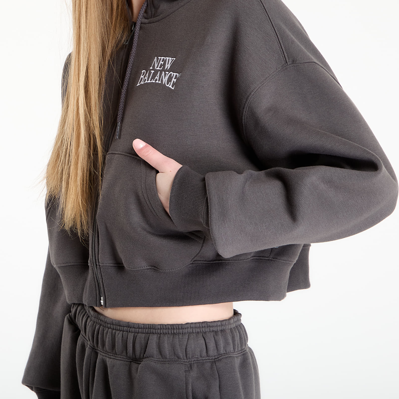 Mikiny New Balance Linear Heritage Fleece Full Zip Faded Black