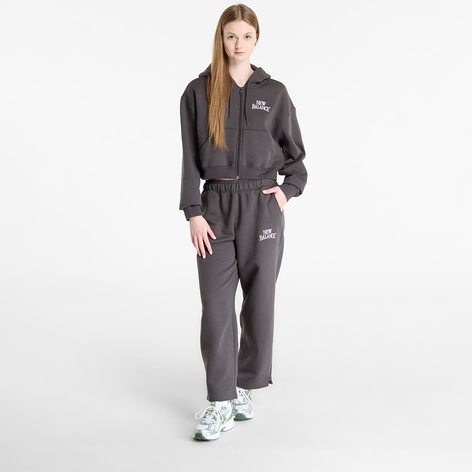 Mikiny New Balance Linear Heritage Fleece Full Zip Faded Black