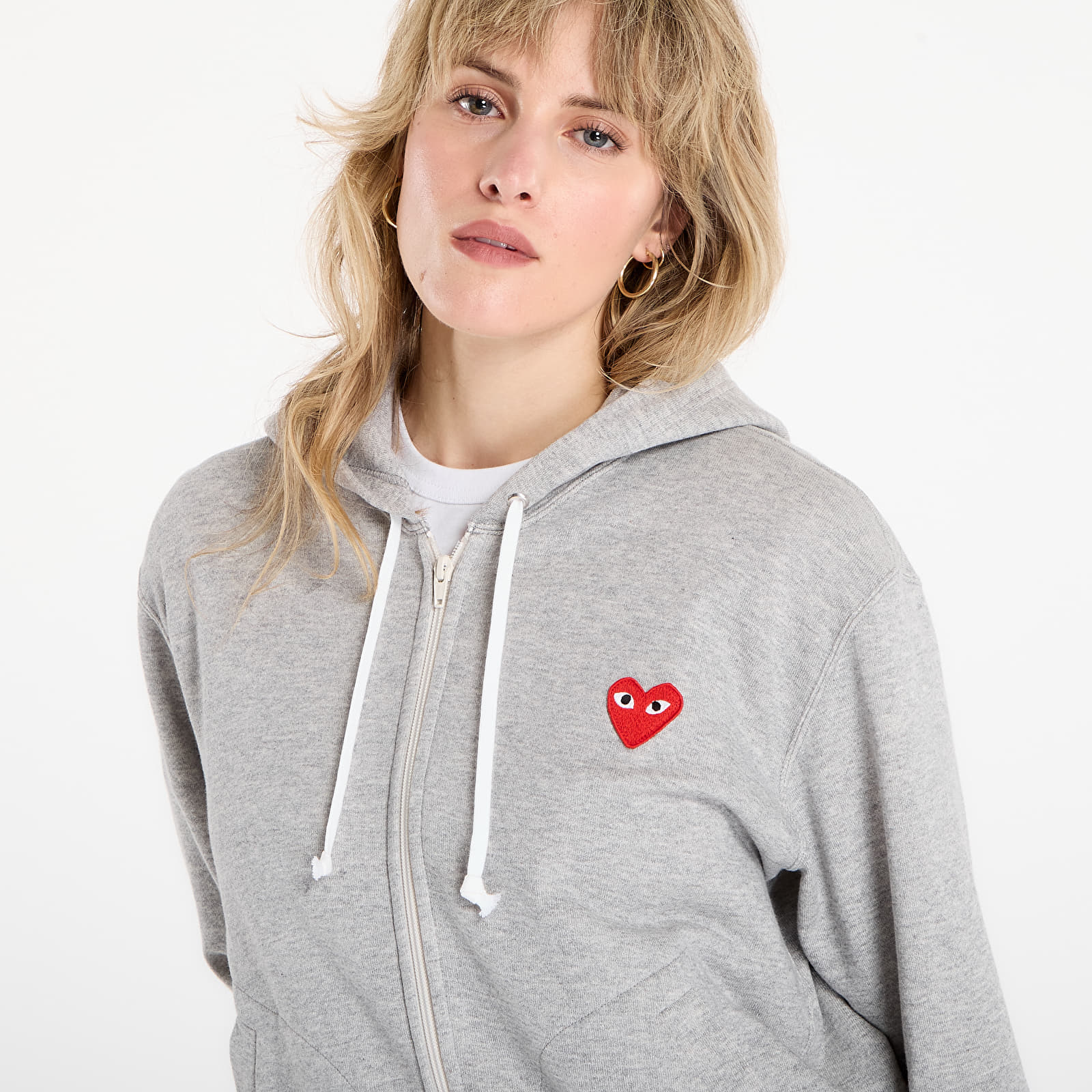 Džemperiai su gobtuvais ir džemperiai Comme des Garçons PLAY Sweatshirt Red Emblem Knit UNISEX Gray