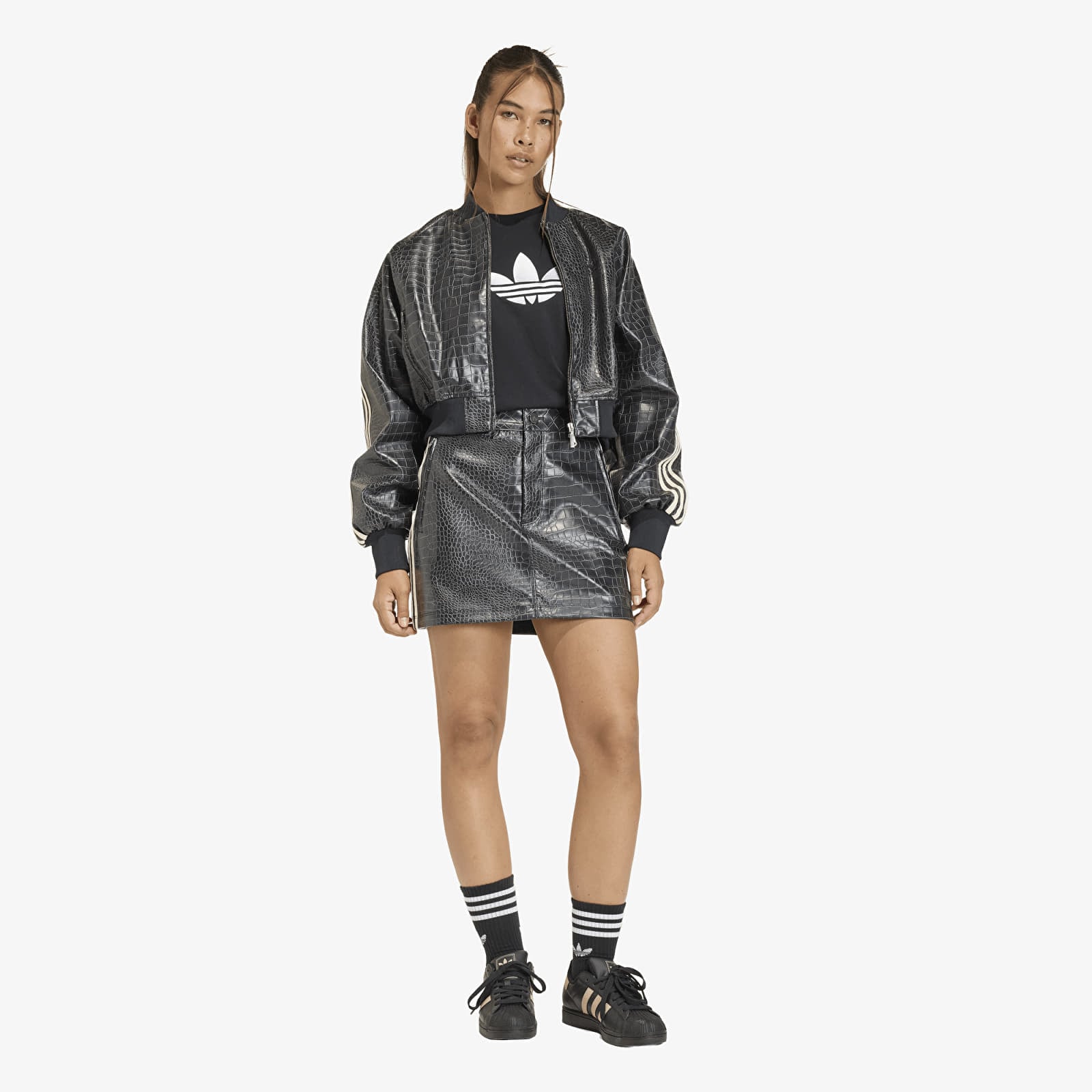 Skjørt adidas Pleather Skirt Black
